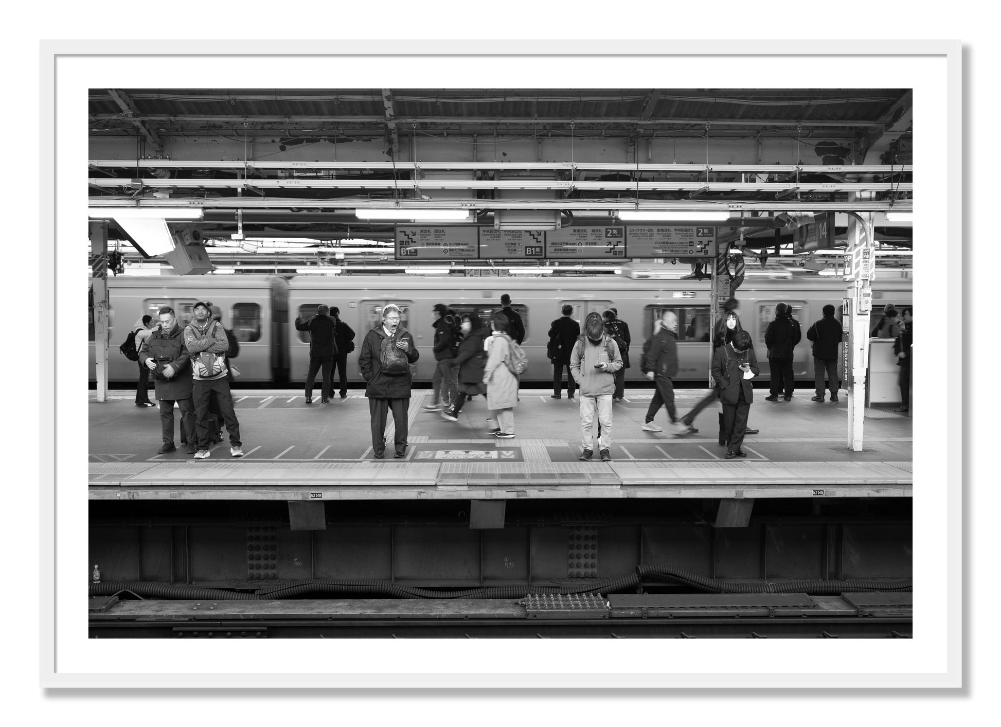 Framed photograph of Tokyo Subway by Dylan Ozanich, White frame, Borders