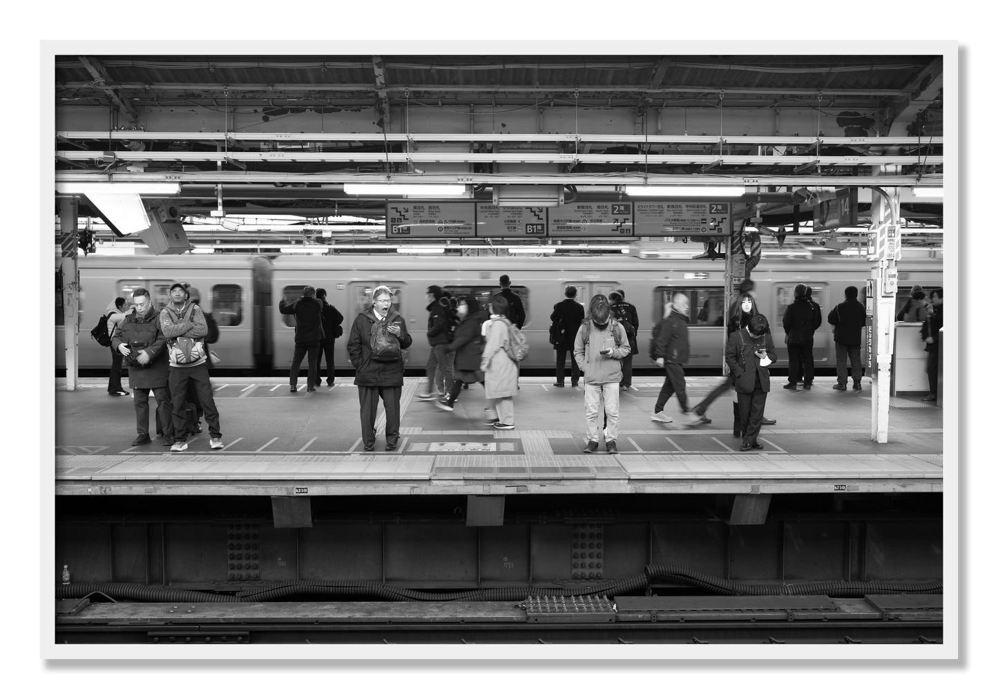 Framed photograph of Tokyo Subway by Dylan Ozanich, White frame, Full Bleed