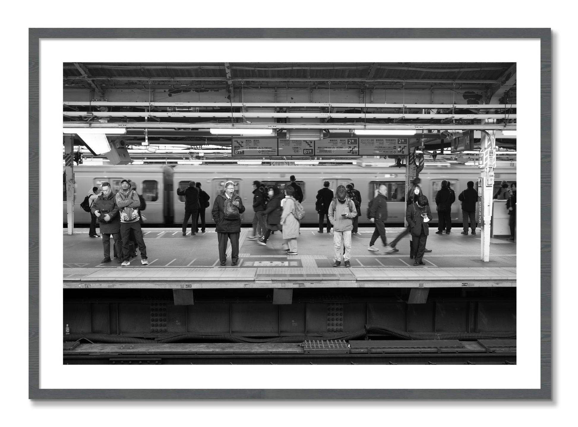 Framed photograph of Tokyo Subway by Dylan Ozanich, Grey frame, Borders