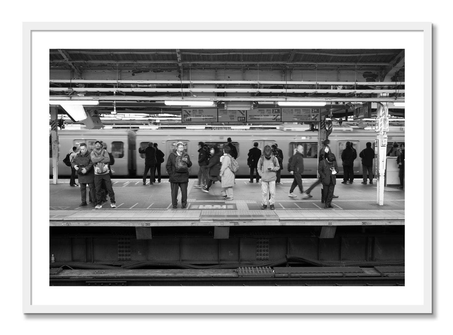 Framed photograph of Tokyo Subway by Dylan Ozanich, White frame, Borders