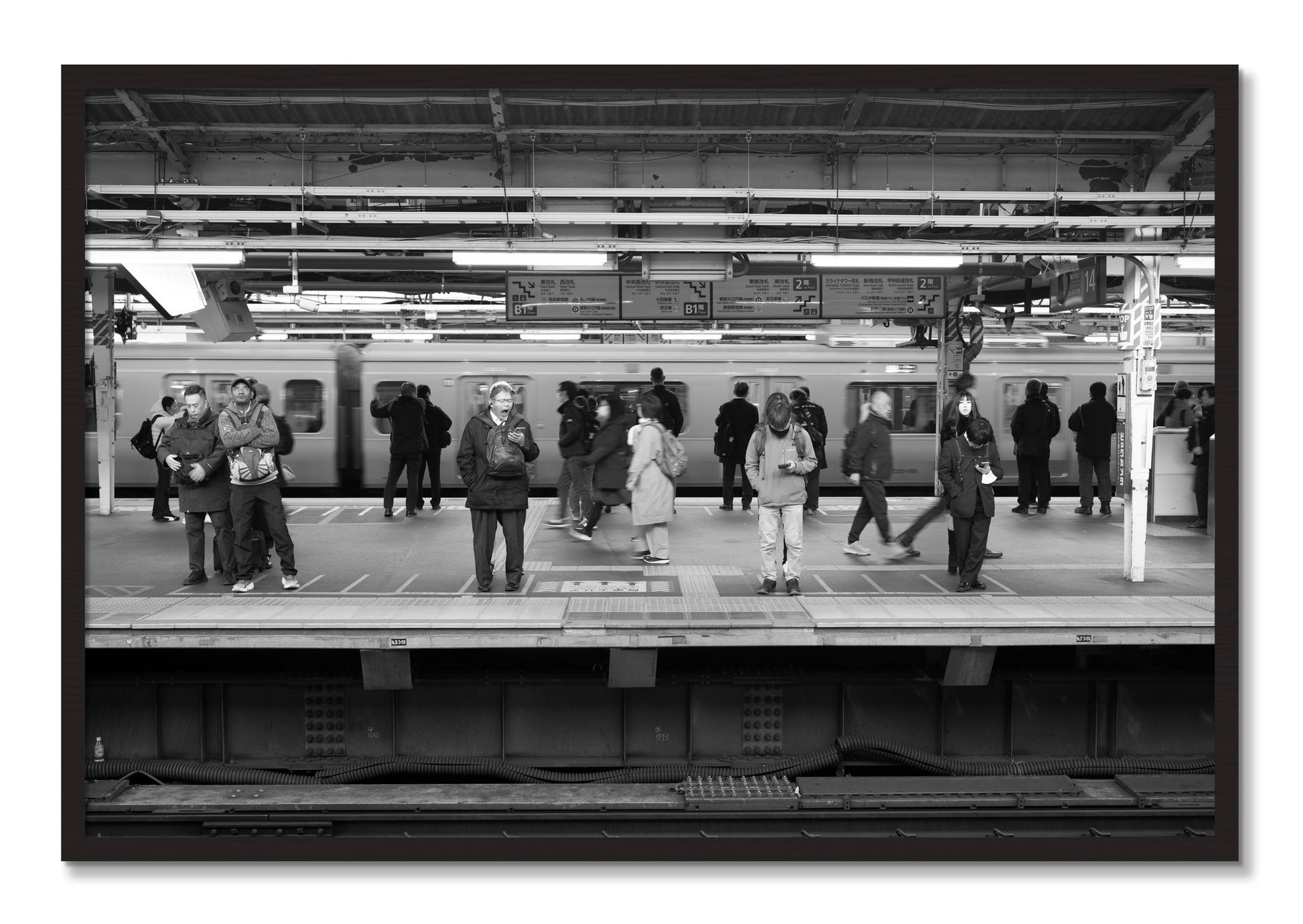 Framed photograph of Tokyo Subway by Dylan Ozanich, Black Walnut frame, Full Bleed