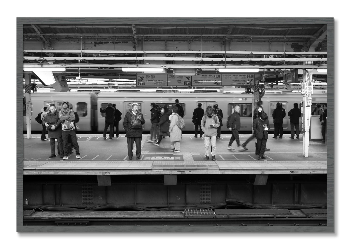 Framed photograph of Tokyo Subway by Dylan Ozanich, Grey frame, Full Bleed