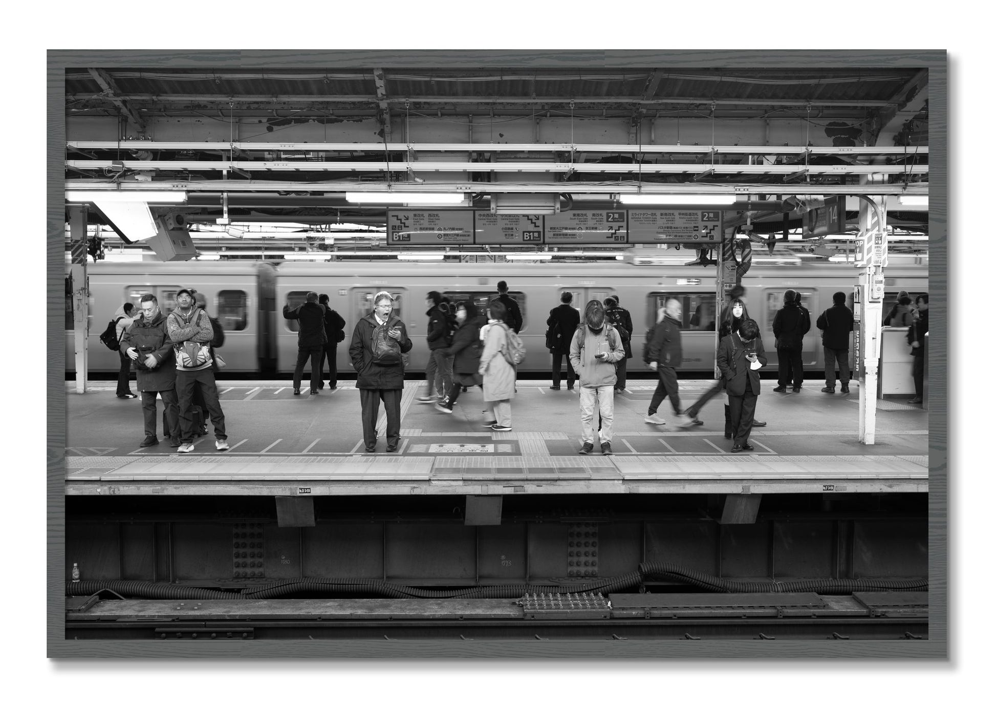 Framed photograph of Tokyo Subway by Dylan Ozanich, Grey frame, Full Bleed