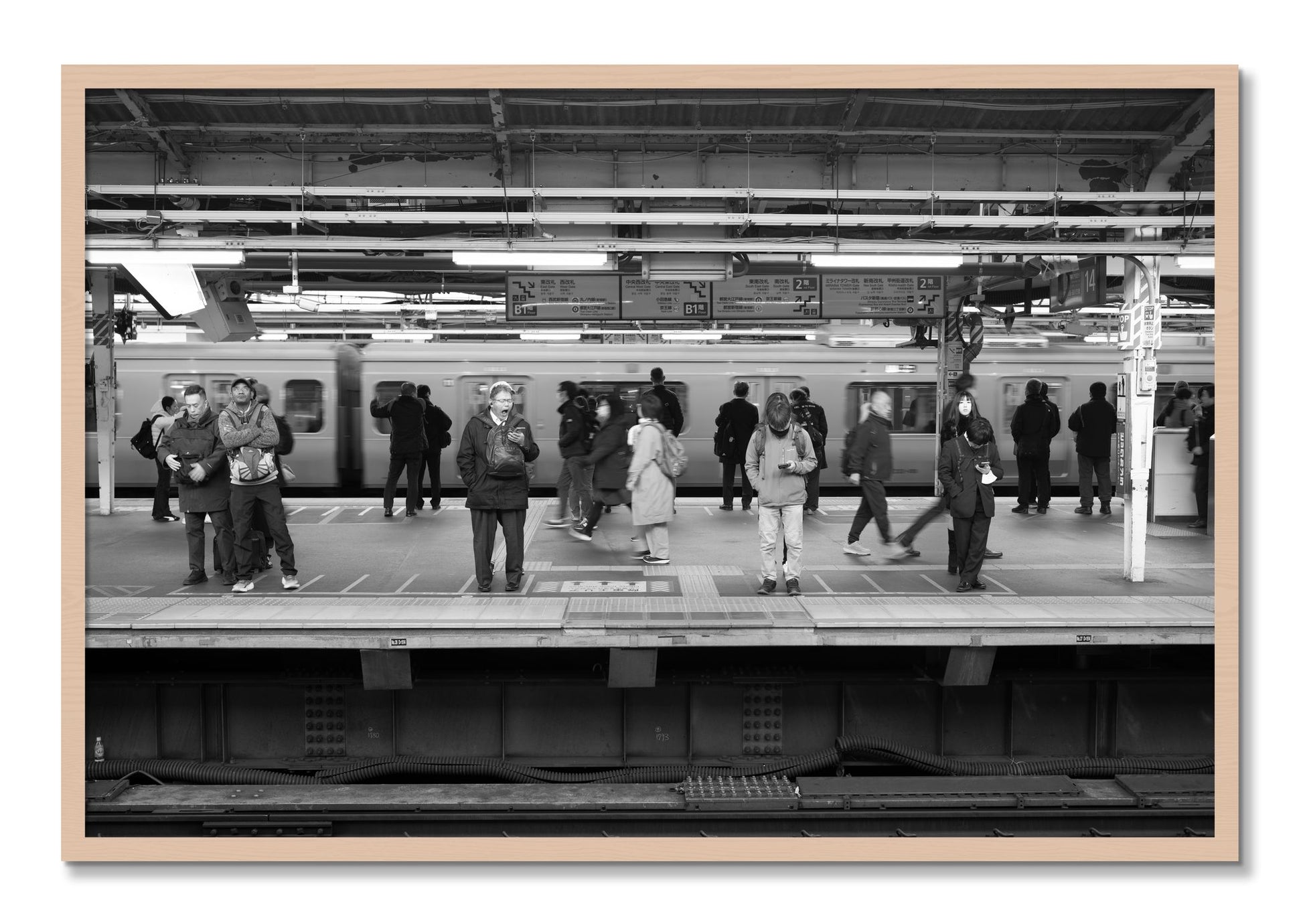 Framed photograph of Tokyo Subway by Dylan Ozanich, Maple frame, Full Bleed