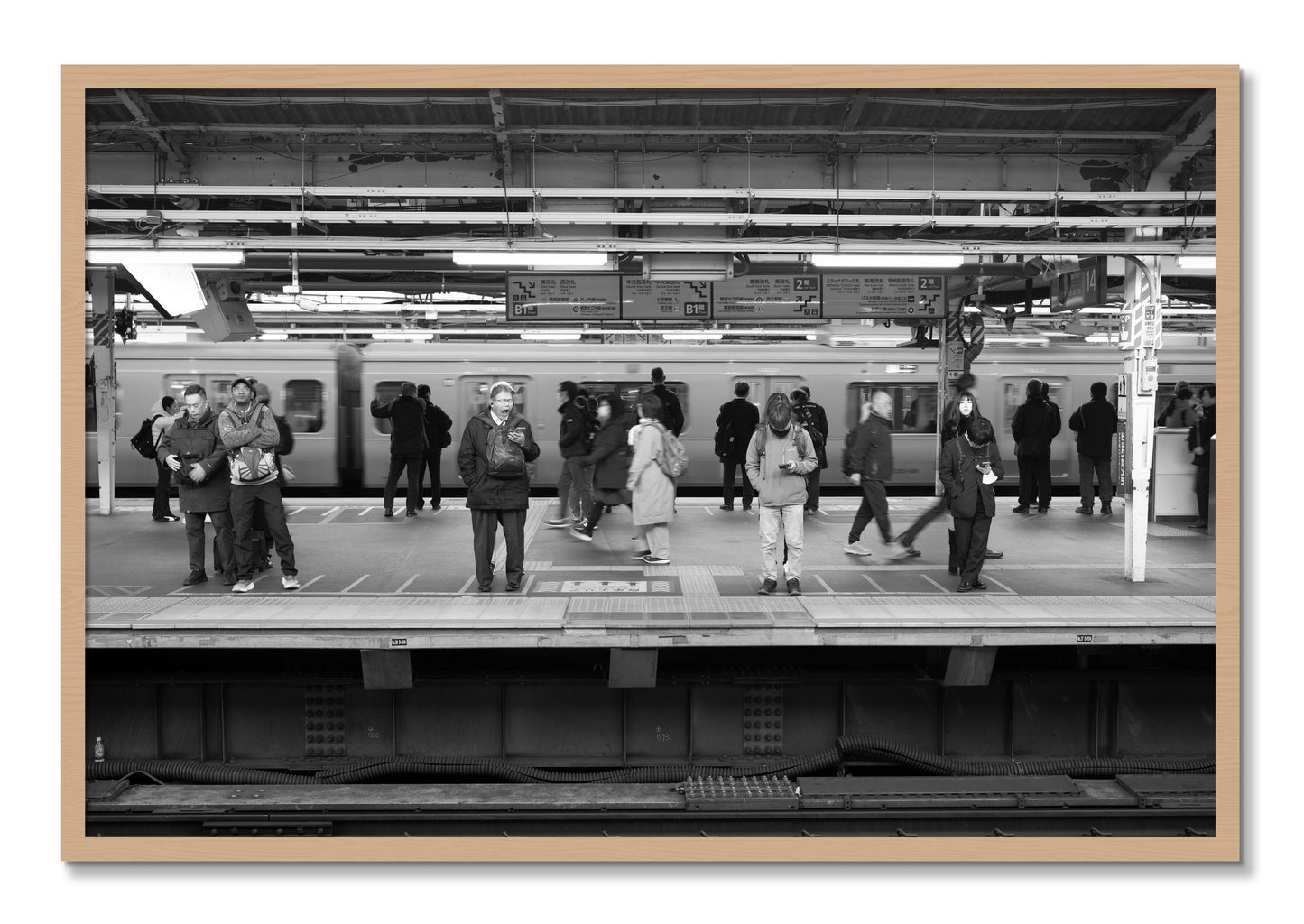 Framed photograph of Tokyo Subway by Dylan Ozanich, Oak frame, Full Bleed