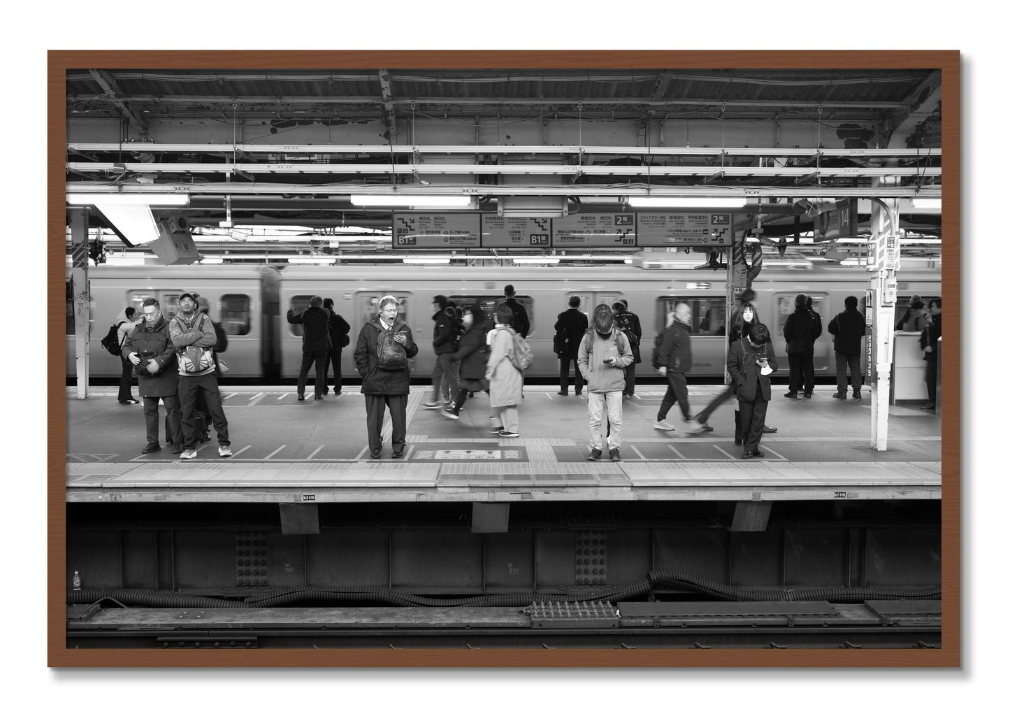 Framed photograph of Tokyo Subway by Dylan Ozanich, Walnut frame, Full Bleed