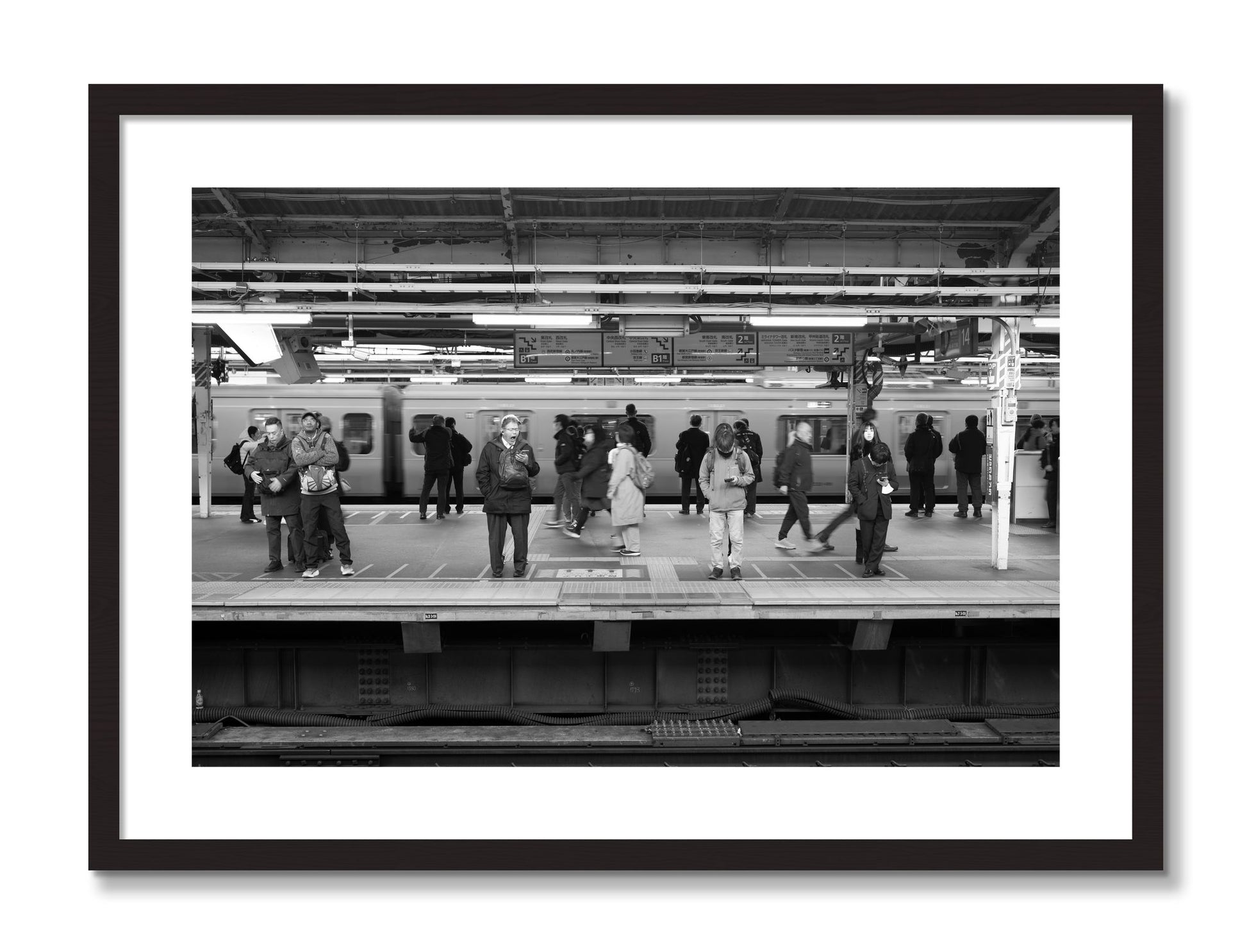 Framed photograph of Tokyo Subway by Dylan Ozanich, Black Walnut frame, Borders