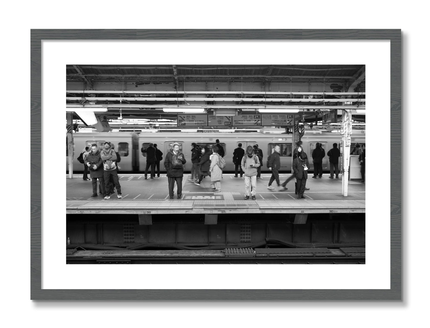 Framed photograph of Tokyo Subway by Dylan Ozanich, Grey frame, Borders