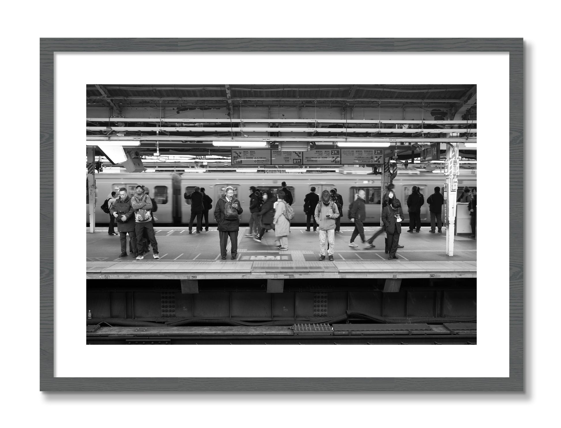 Framed photograph of Tokyo Subway by Dylan Ozanich, Grey frame, Borders