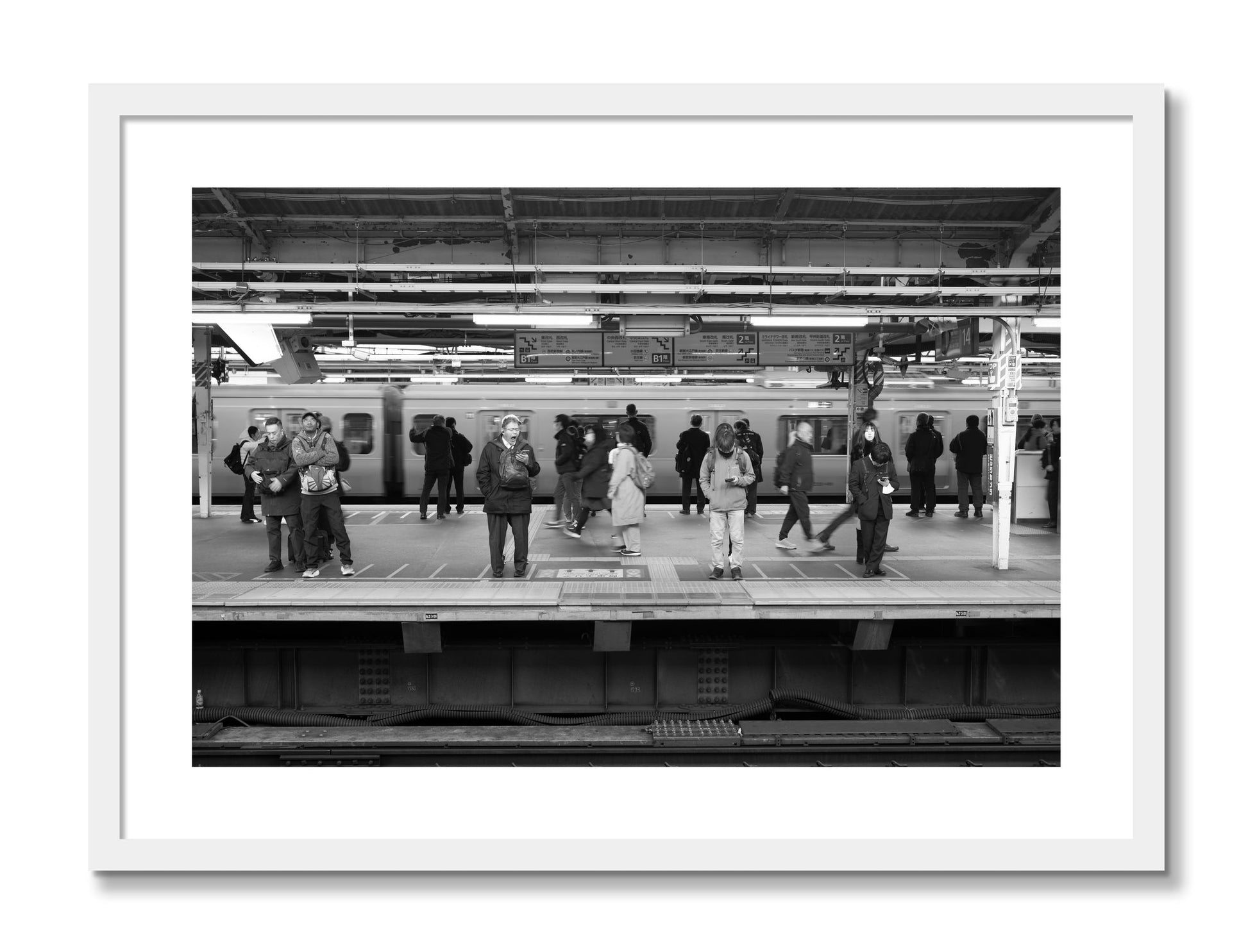 Framed photograph of Tokyo Subway by Dylan Ozanich, White frame, Borders
