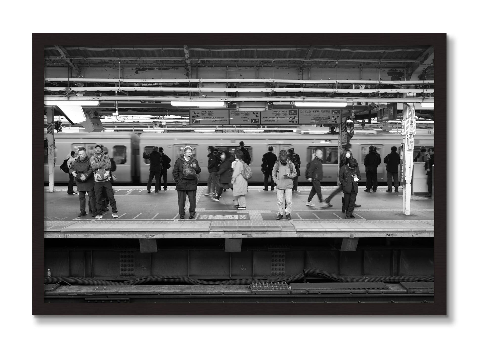 Framed photograph of Tokyo Subway by Dylan Ozanich, Black Walnut frame, Full Bleed