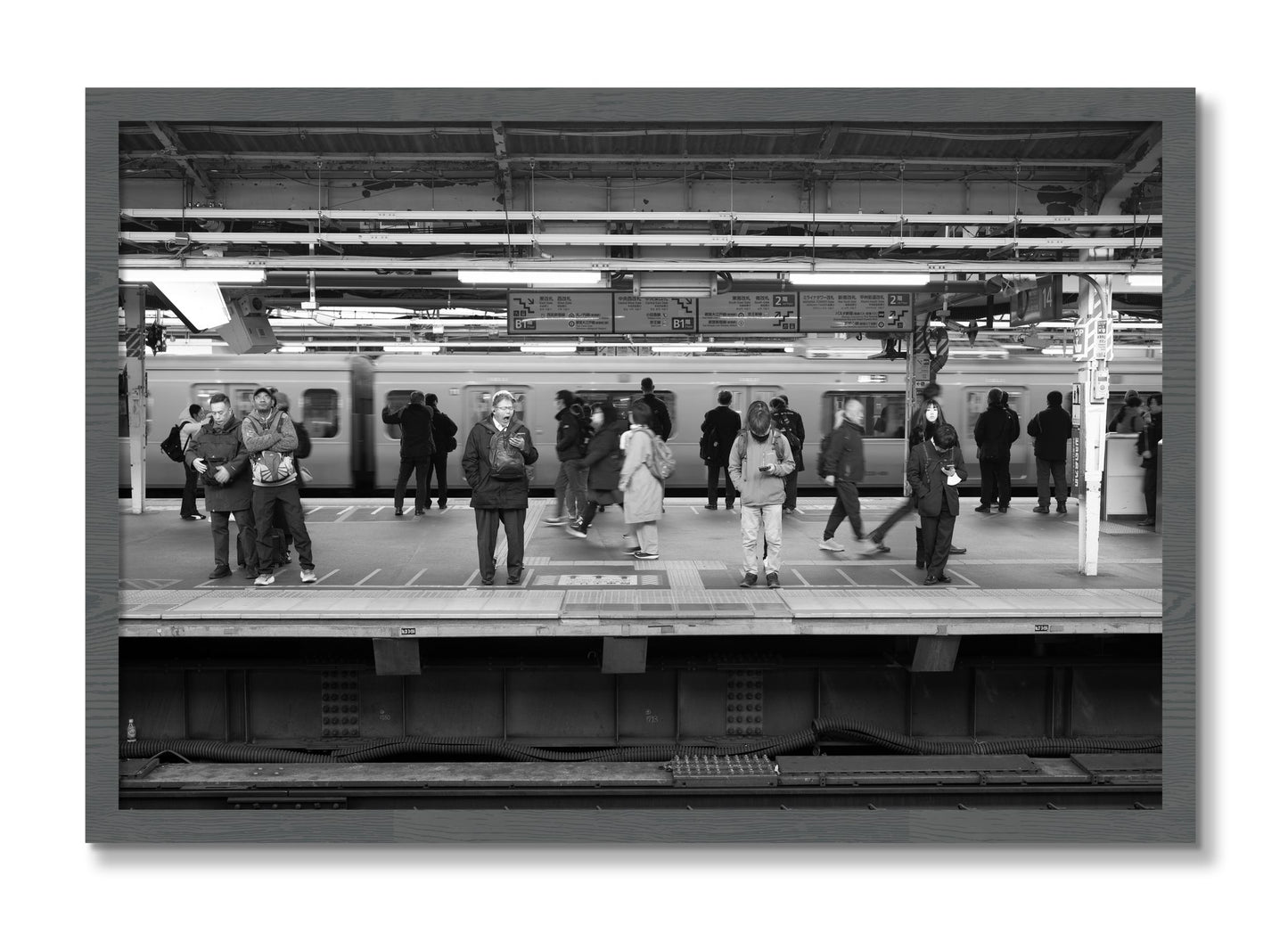 Framed photograph of Tokyo Subway by Dylan Ozanich, Grey frame, Full Bleed