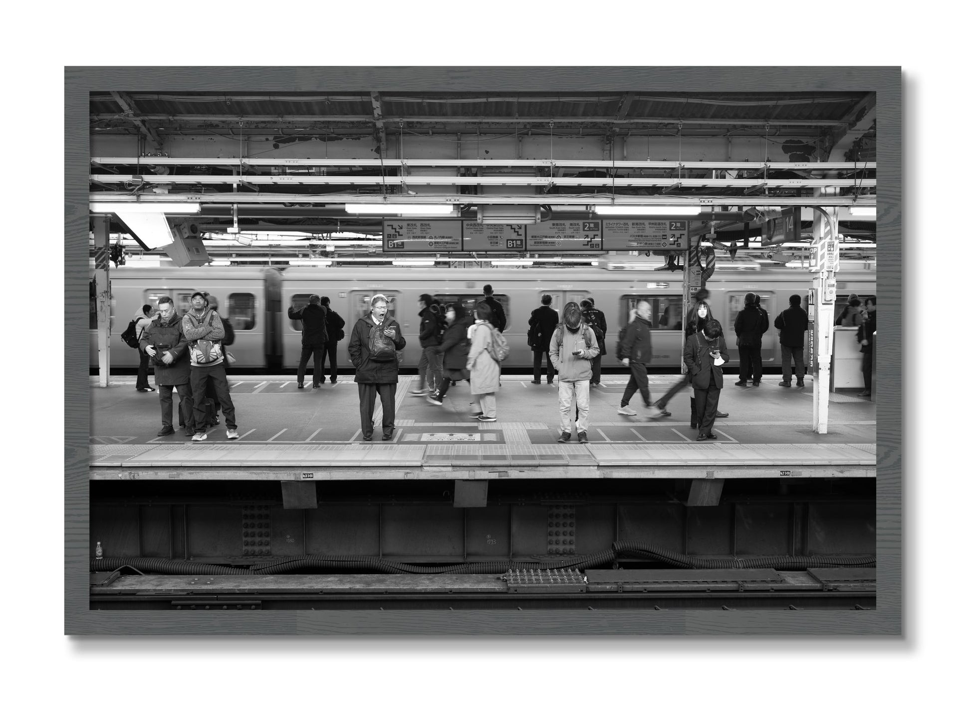 Framed photograph of Tokyo Subway by Dylan Ozanich, Grey frame, Full Bleed