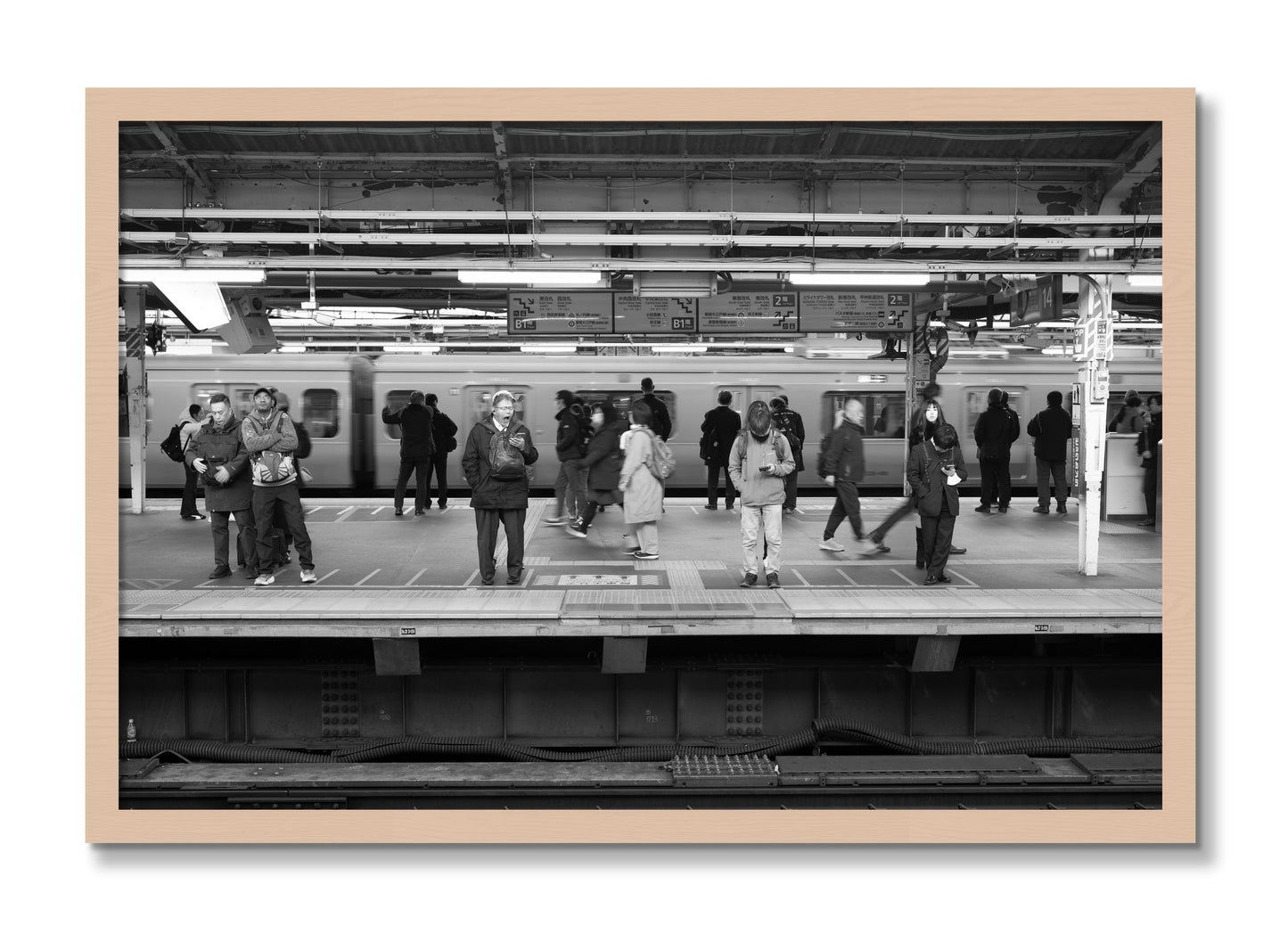 Framed photograph of Tokyo Subway by Dylan Ozanich, Maple frame, Full Bleed