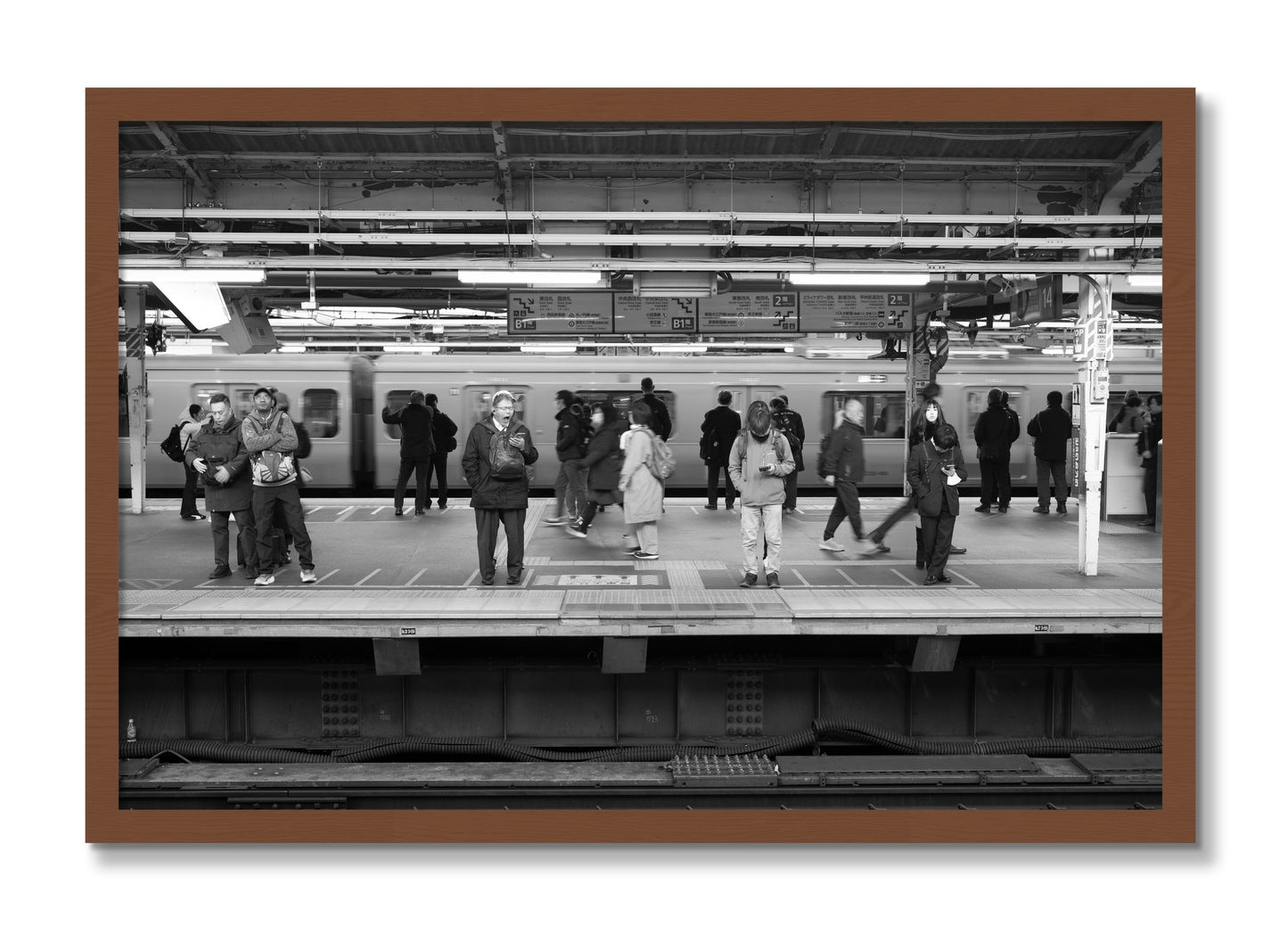 Framed photograph of Tokyo Subway by Dylan Ozanich, Walnut frame, Full Bleed