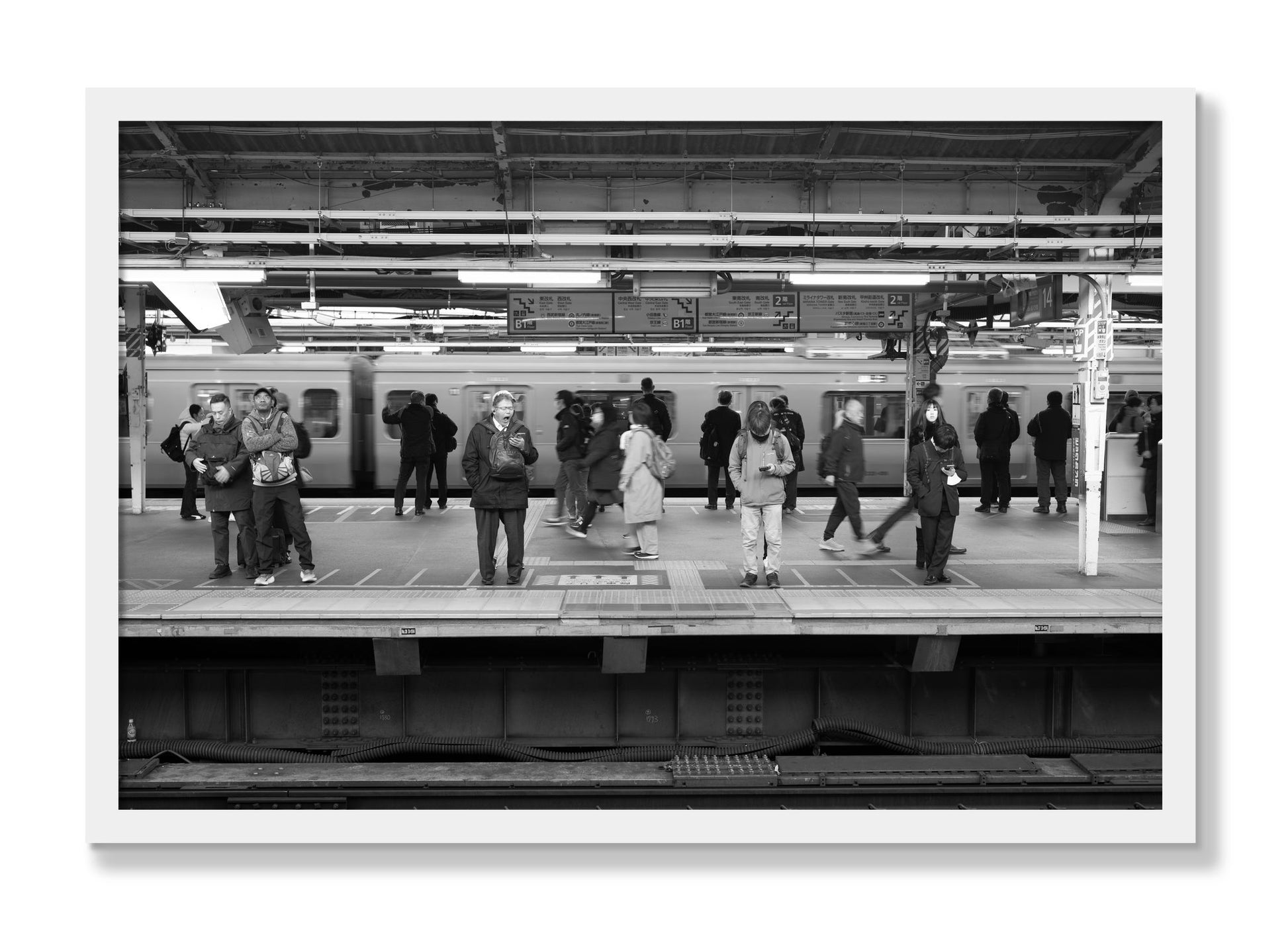 Framed photograph of Tokyo Subway by Dylan Ozanich, White frame, Full Bleed
