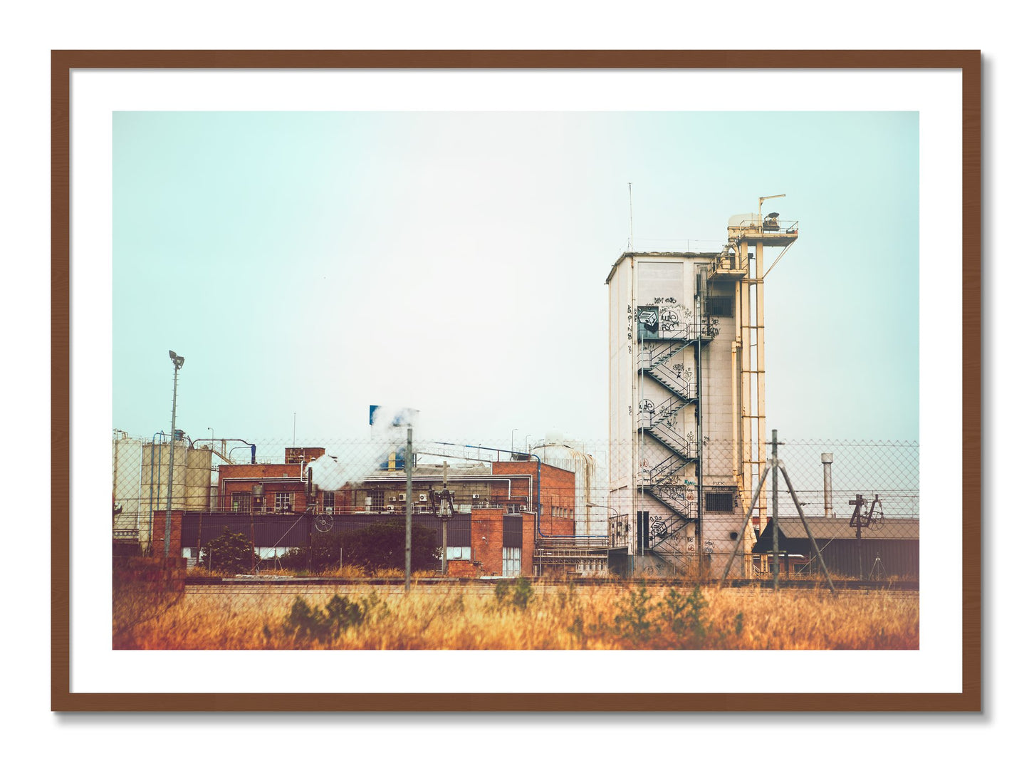 Framed photograph of Train Ride by Dylan Ozanich, Walnut frame, Borders