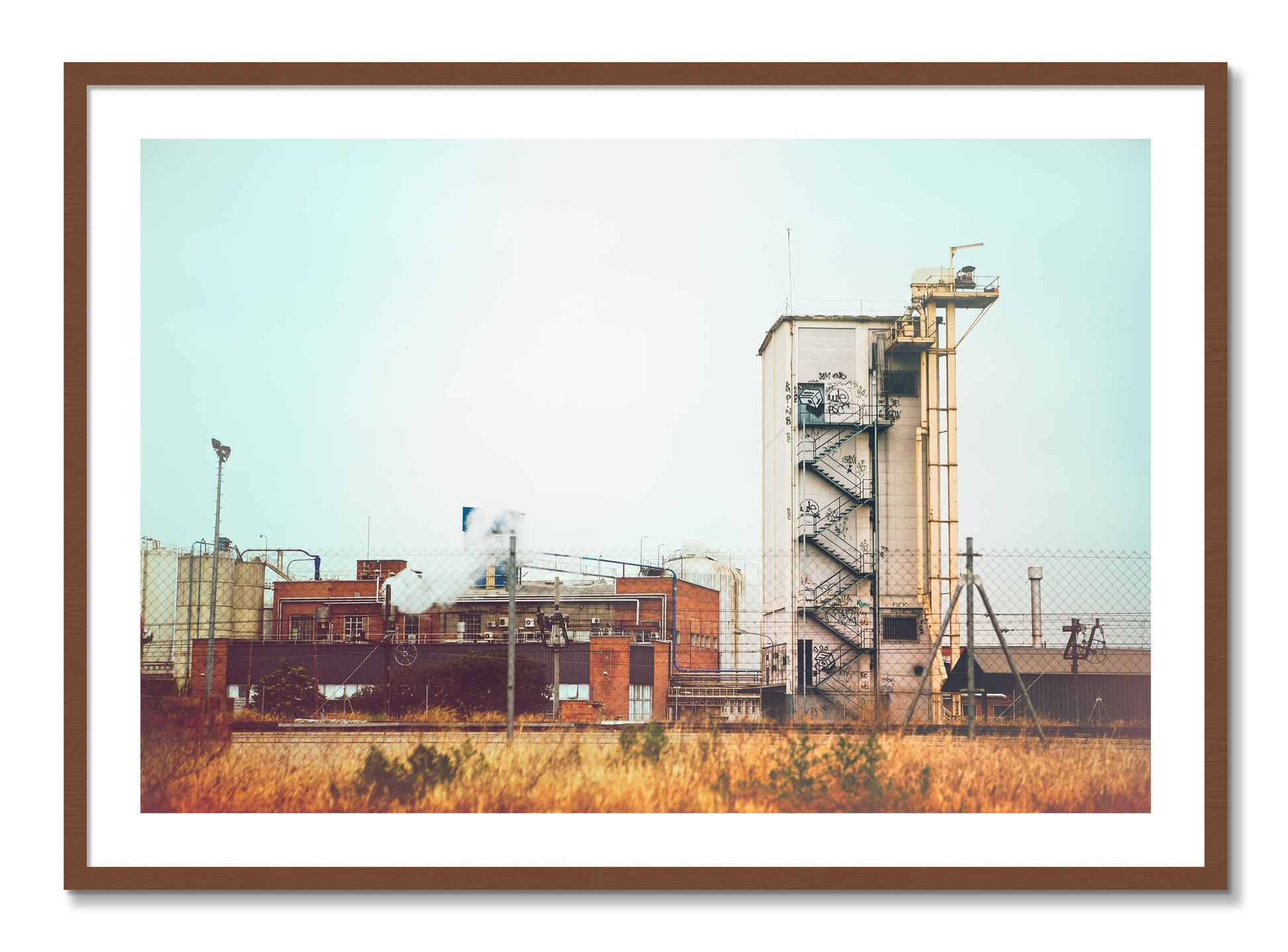 Framed photograph of Train Ride by Dylan Ozanich, Walnut frame, Borders