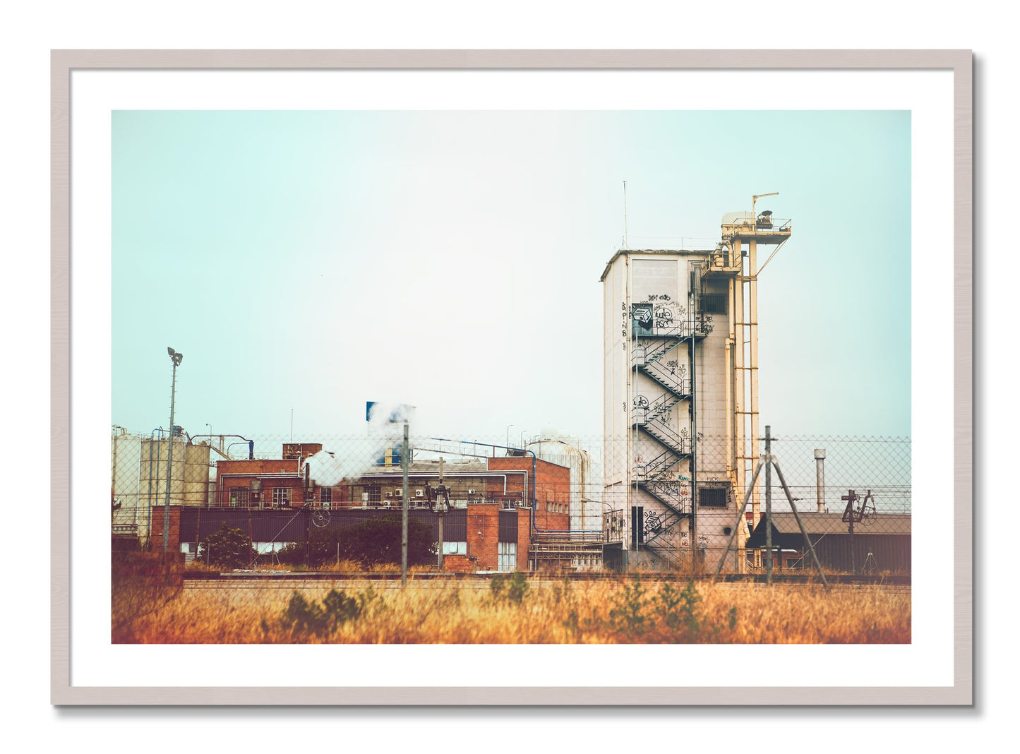 Framed photograph of Train Ride by Dylan Ozanich, White Maple frame, Borders