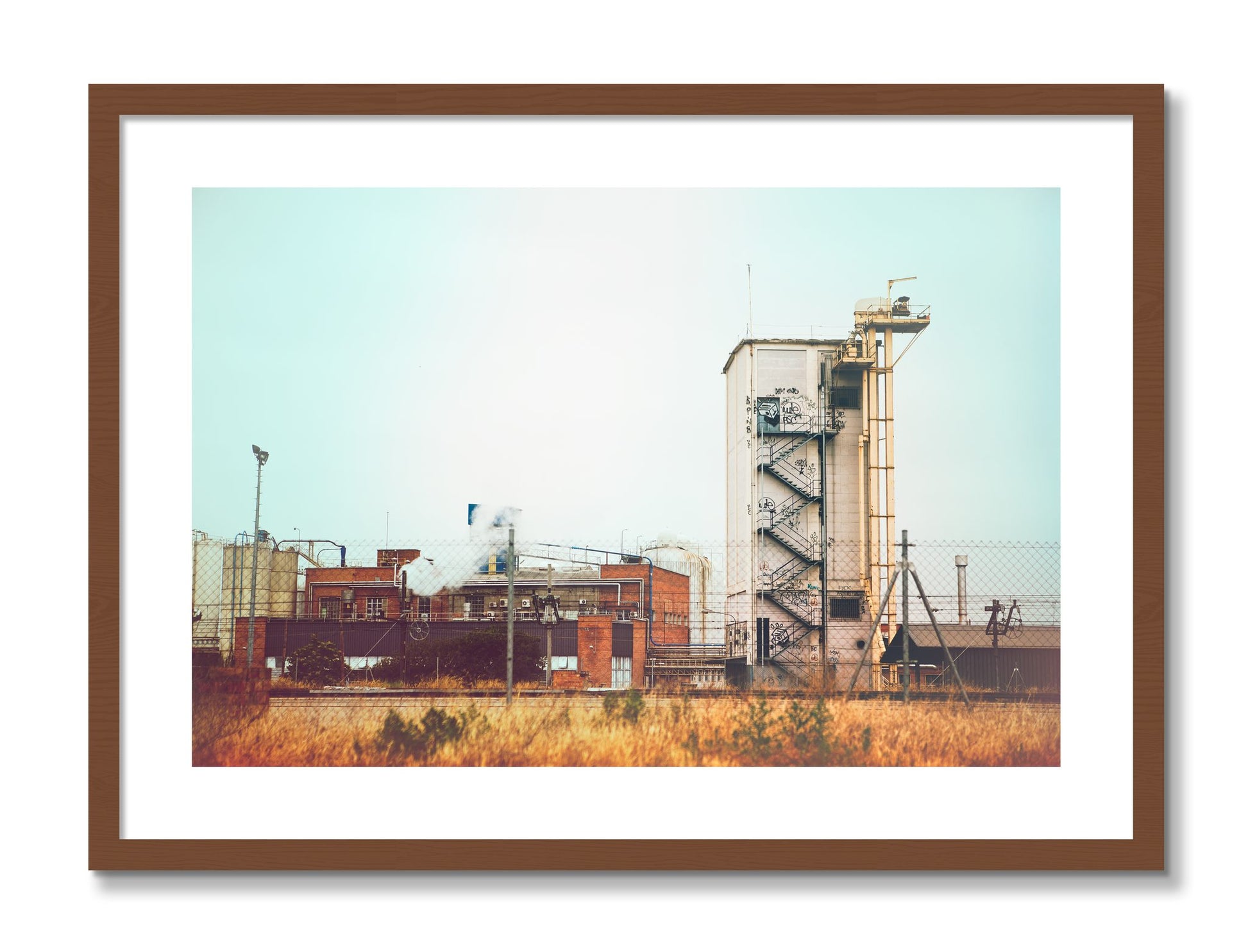 Framed photograph of Train Ride by Dylan Ozanich, Walnut frame, Borders