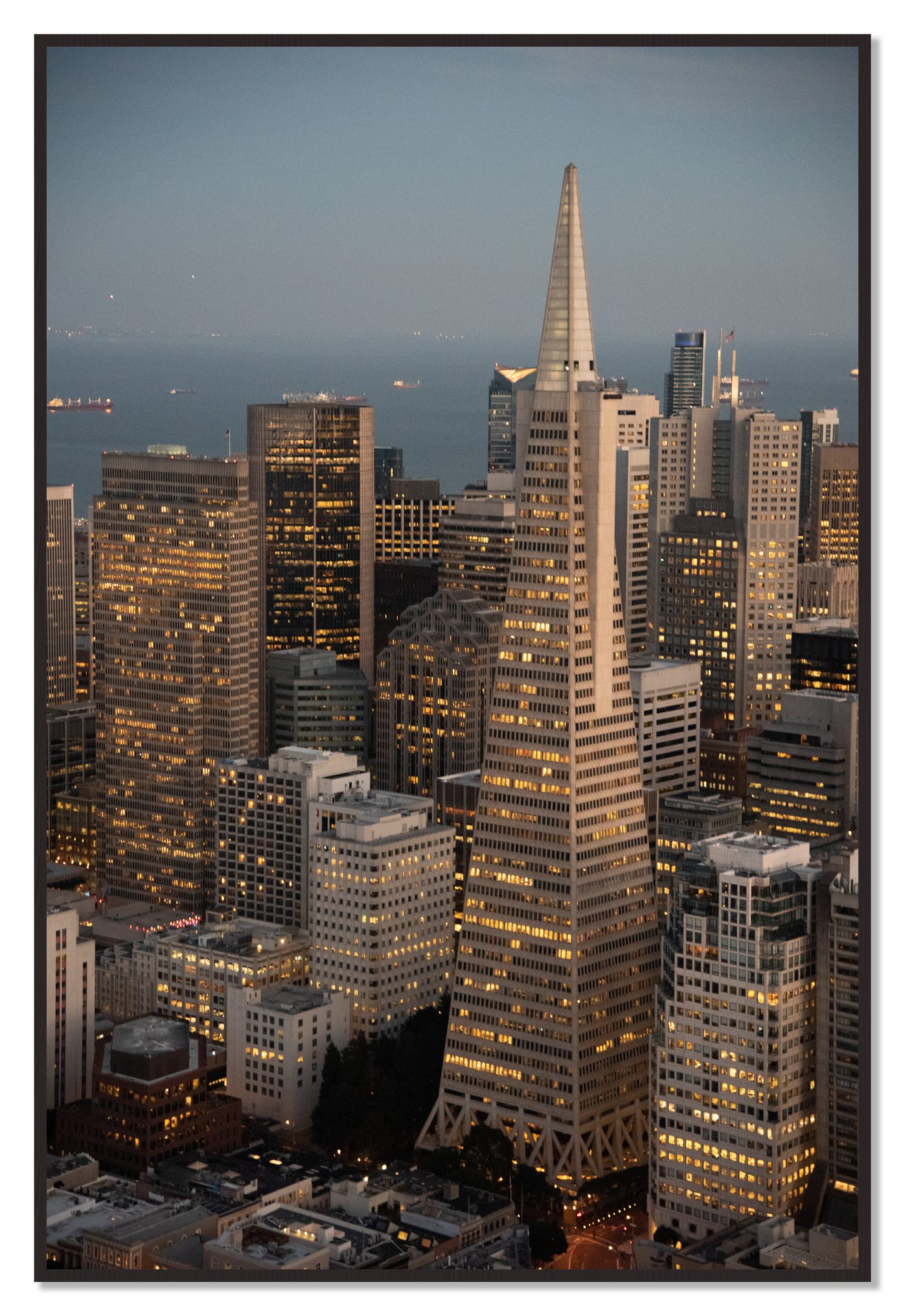 Transamerica San Francisco by Dylan Ozanich, 48×72 Full Bleed Print in a Black Walnut frame