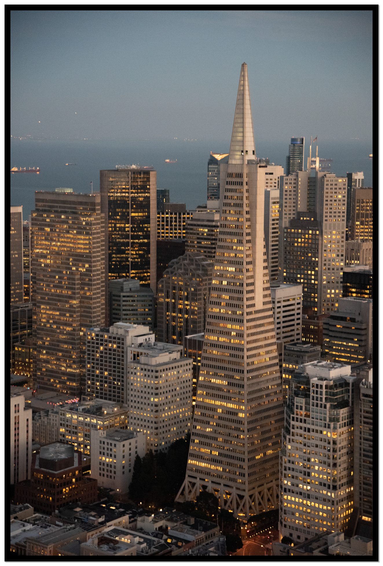 Transamerica San Francisco by Dylan Ozanich, 48×72 Full Bleed Print in a Black frame