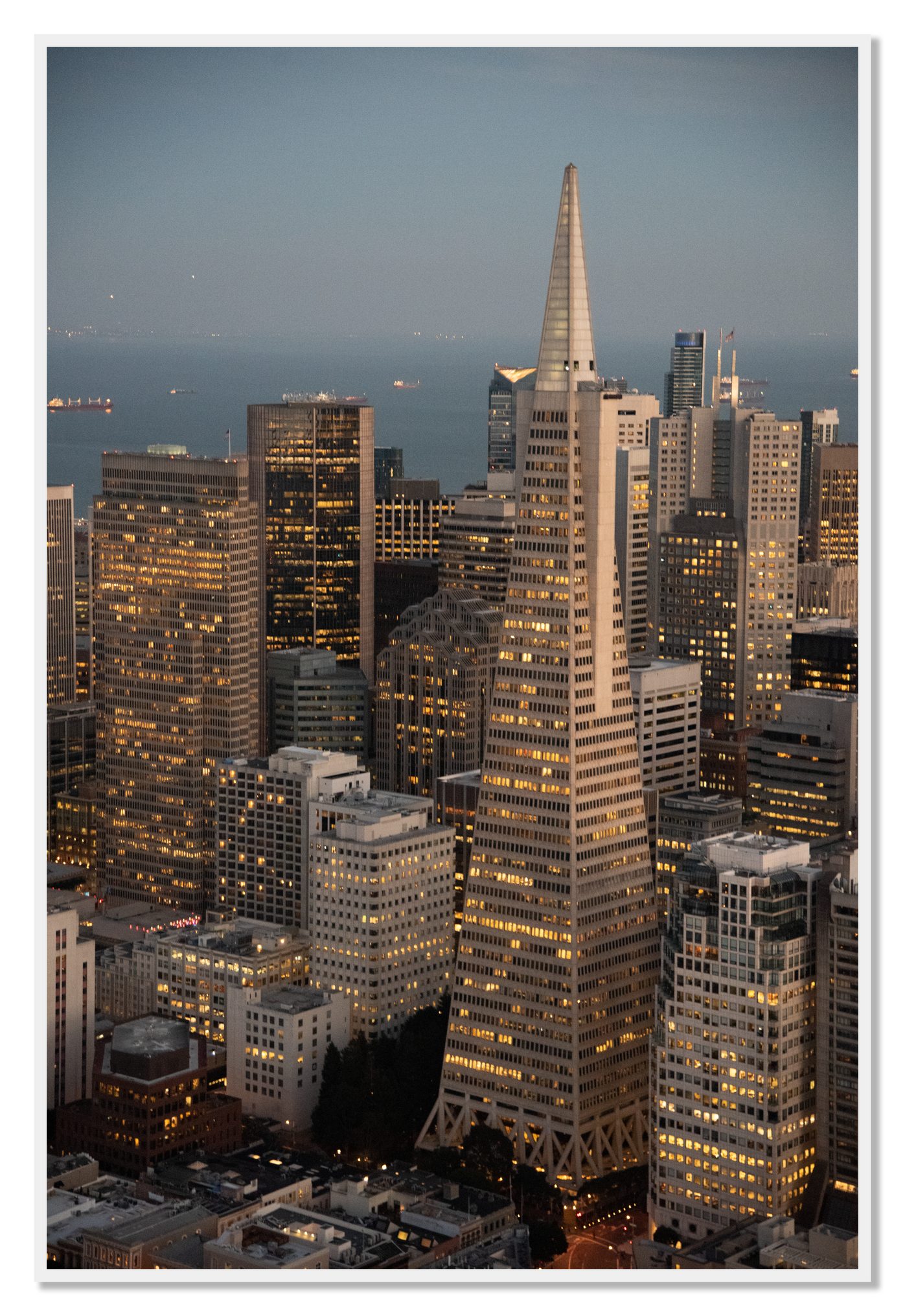 Transamerica San Francisco by Dylan Ozanich, 48×72 Full Bleed Print in a White frame