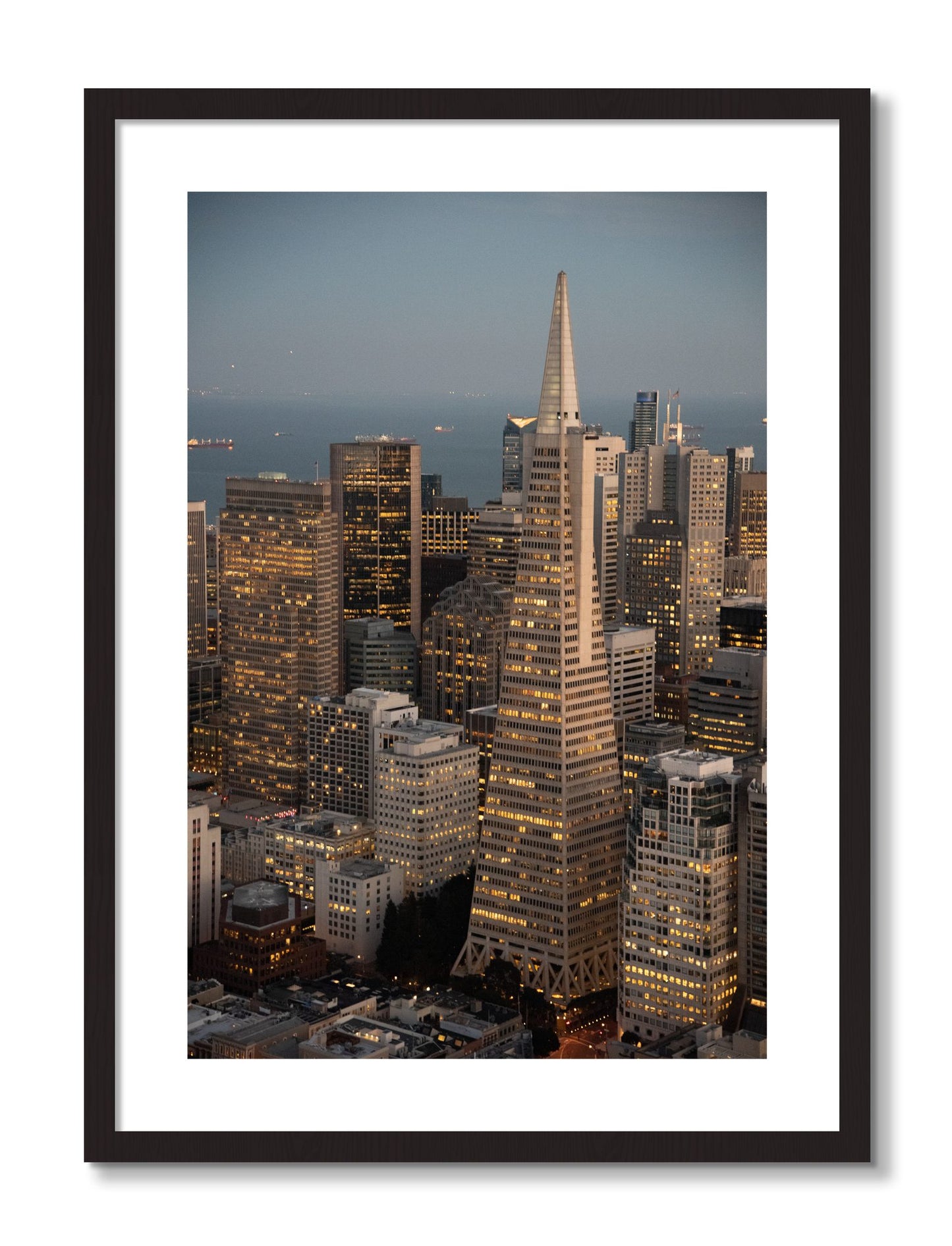 Framed photograph of Transamerica San Francisco by Dylan Ozanich, Black frame, Borders