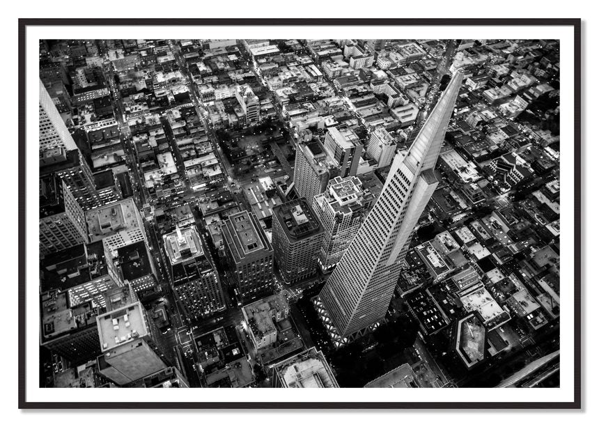 Transamerica by Dylan Ozanich, 48×72 print with a White Border in a Black Walnut frame