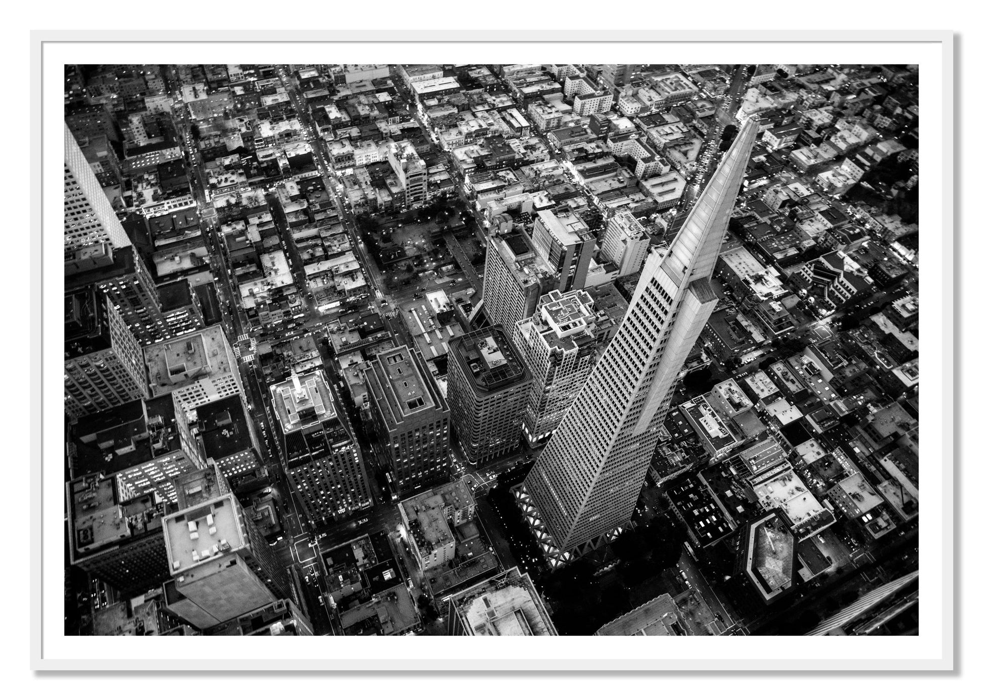 Transamerica by Dylan Ozanich, 48×72 print with a White Border in a White frame