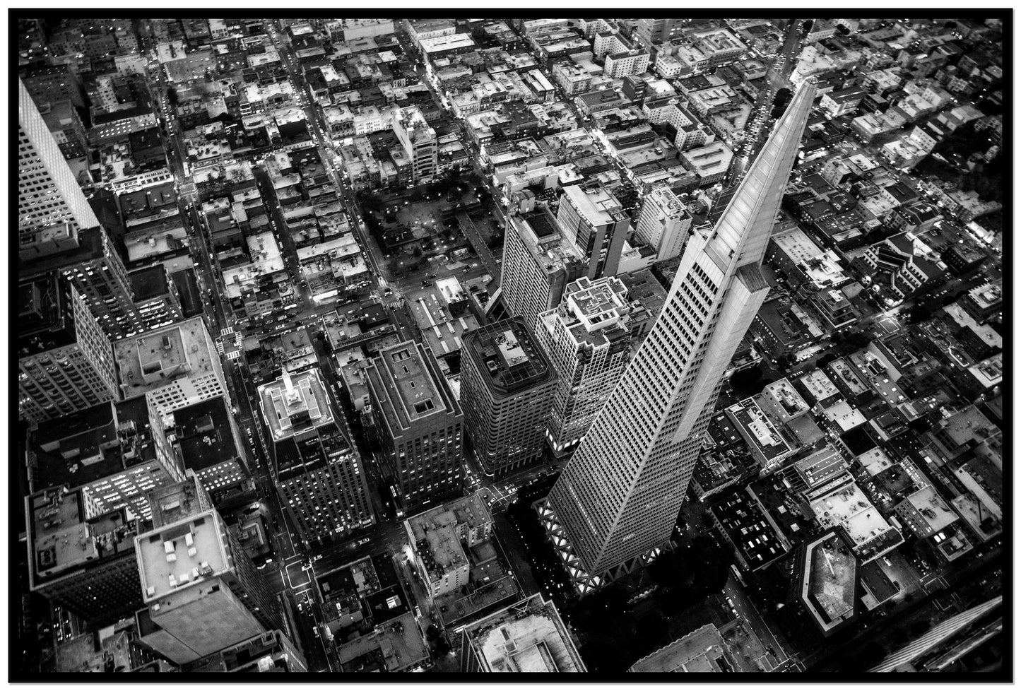 Transamerica by Dylan Ozanich, 48×72 Full Bleed Print in a Black frame