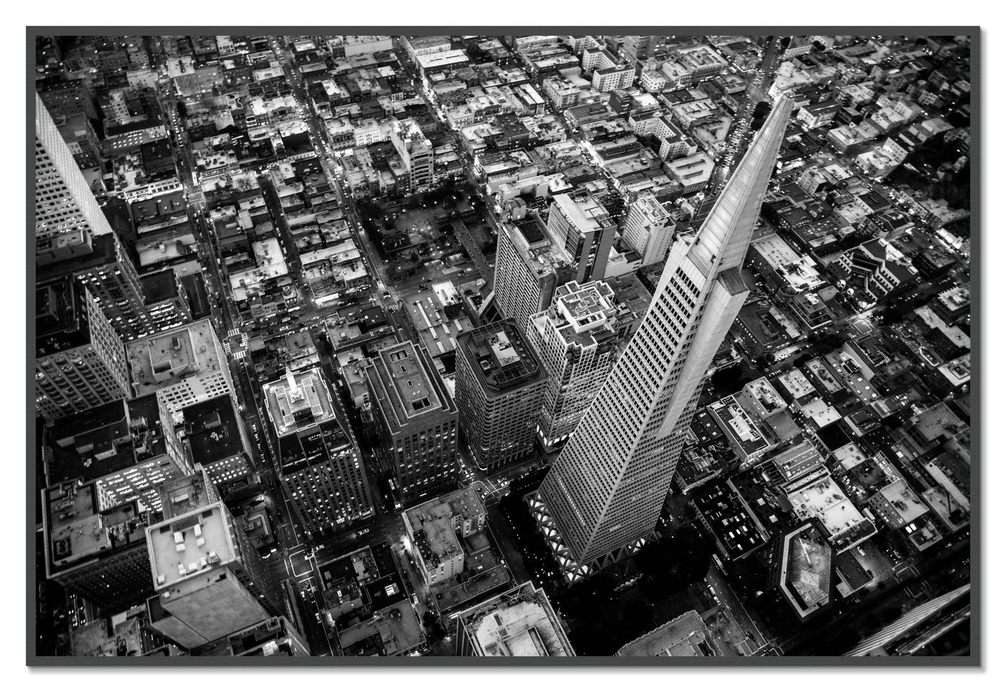 Transamerica by Dylan Ozanich, 48×72 Full Bleed Print in a Grey frame