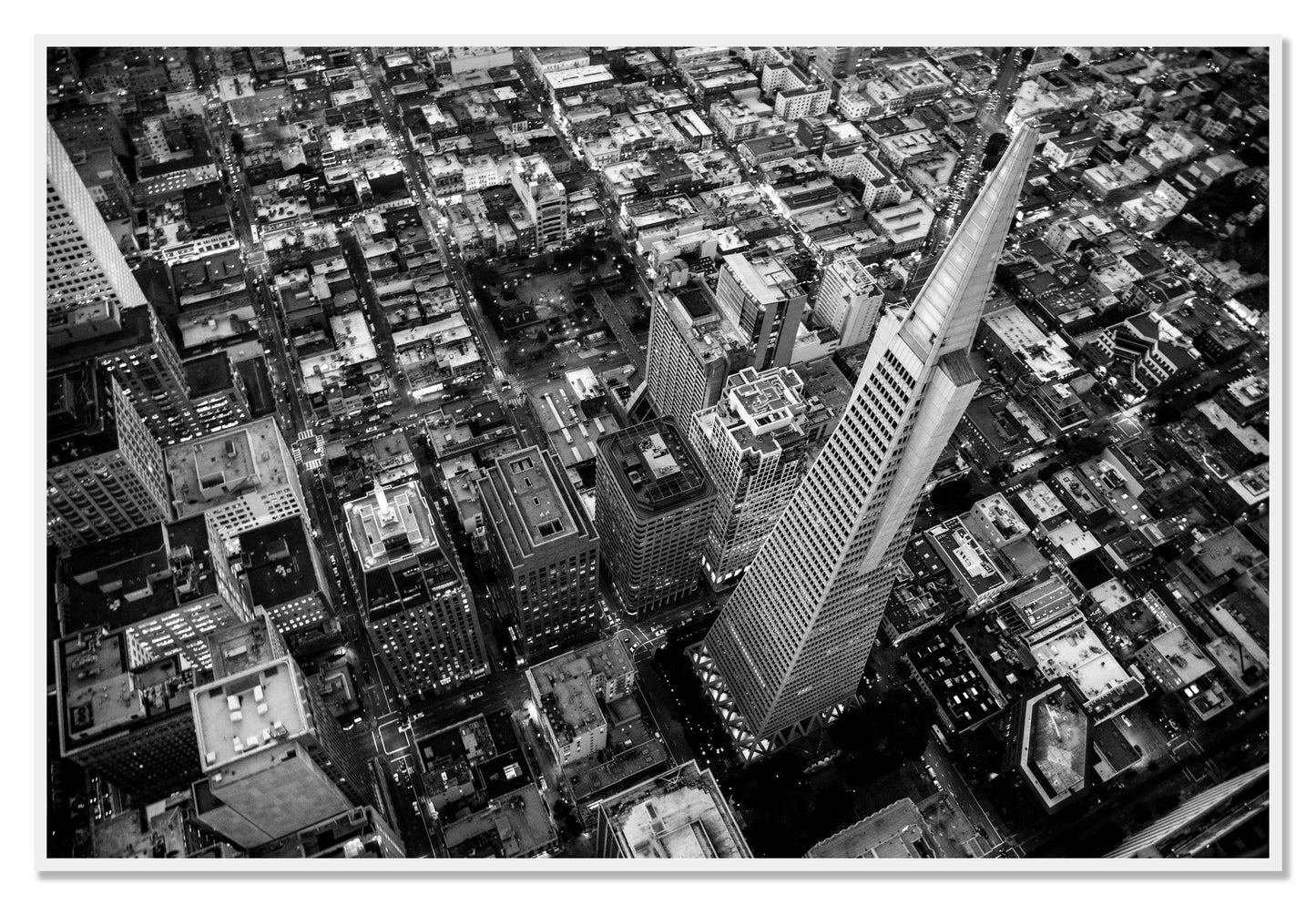 Transamerica by Dylan Ozanich, 48×72 Full Bleed Print in a White frame