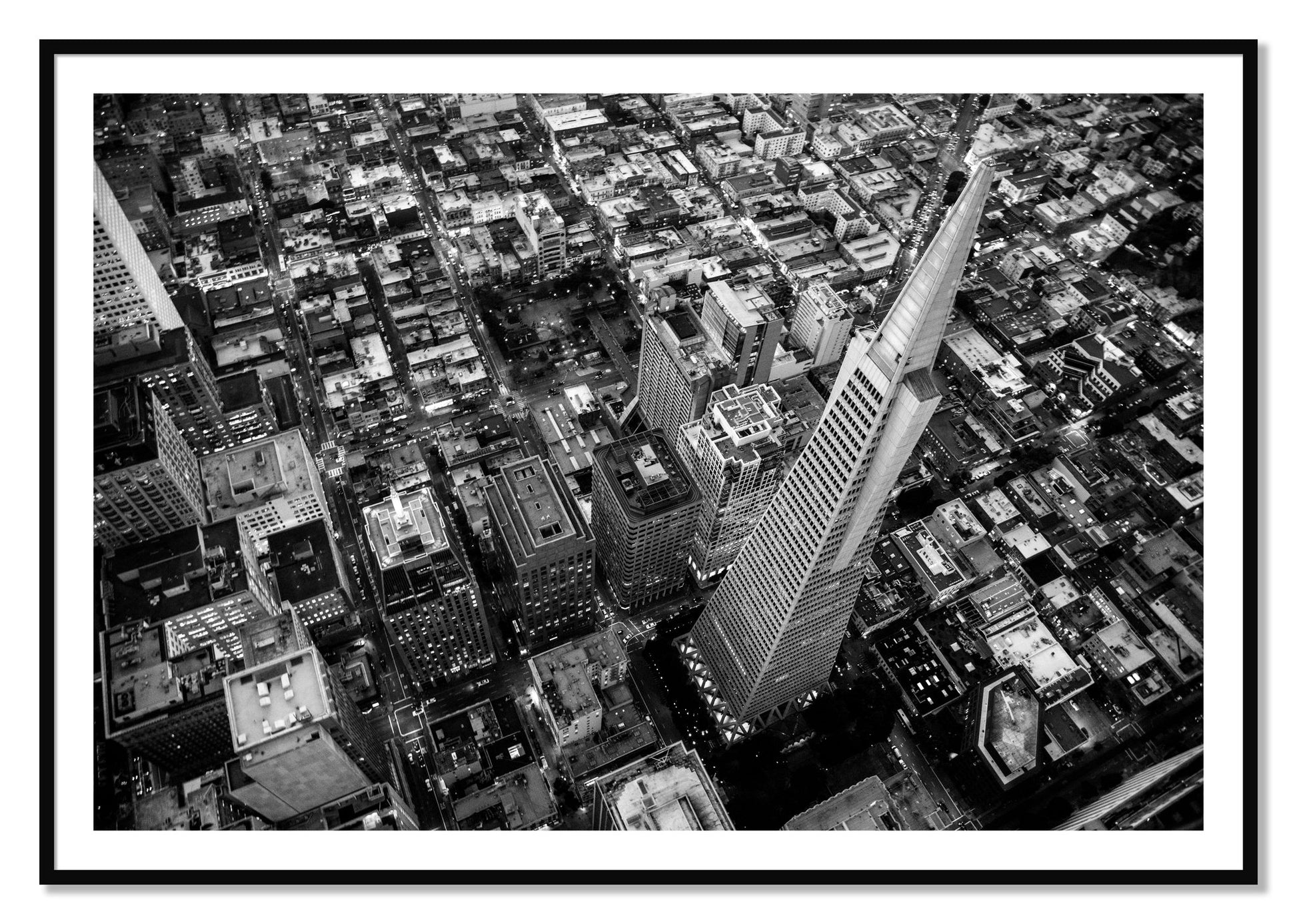Framed photograph of Transamerica by Dylan Ozanich, Black frame, Borders