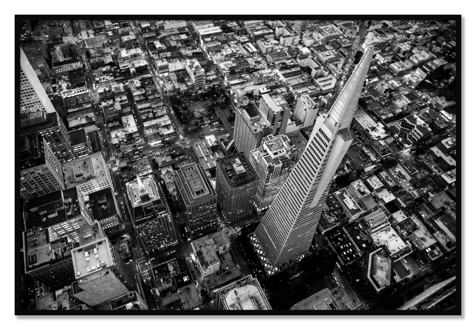 Framed photograph of Transamerica by Dylan Ozanich, Black frame, Full Bleed