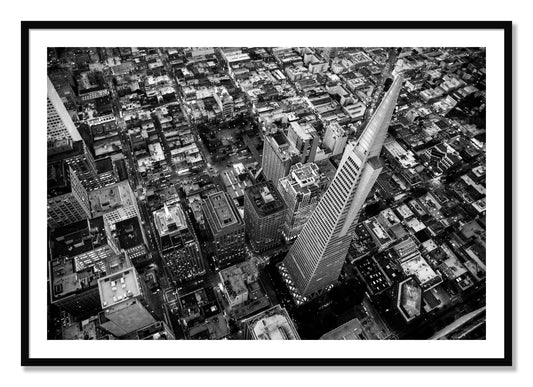 Framed photograph of Transamerica by Dylan Ozanich, Black frame, Borders