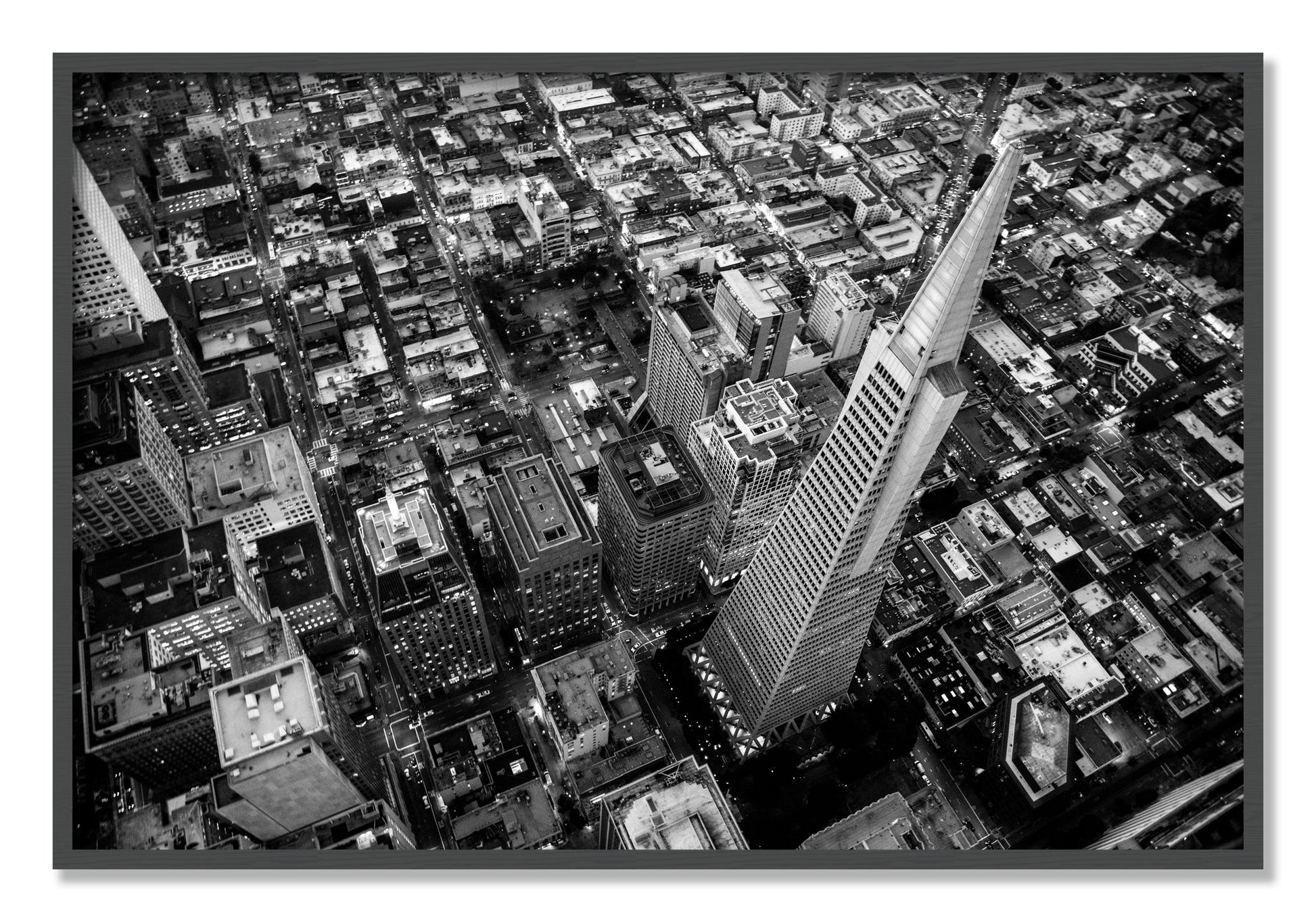 Framed photograph of Transamerica by Dylan Ozanich, Grey frame, Full Bleed