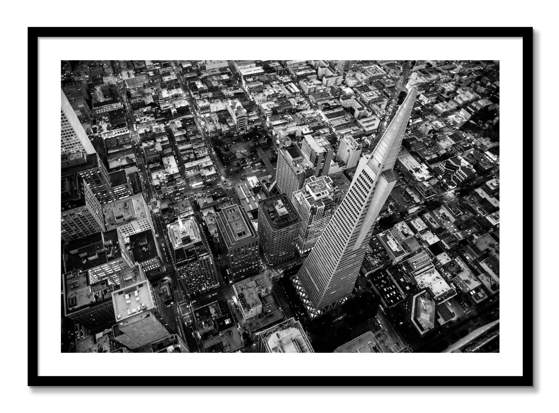 Framed photograph of Transamerica by Dylan Ozanich, Black frame, Borders