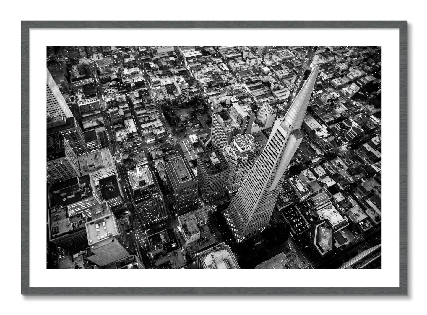 Framed photograph of Transamerica by Dylan Ozanich, Grey frame, Borders