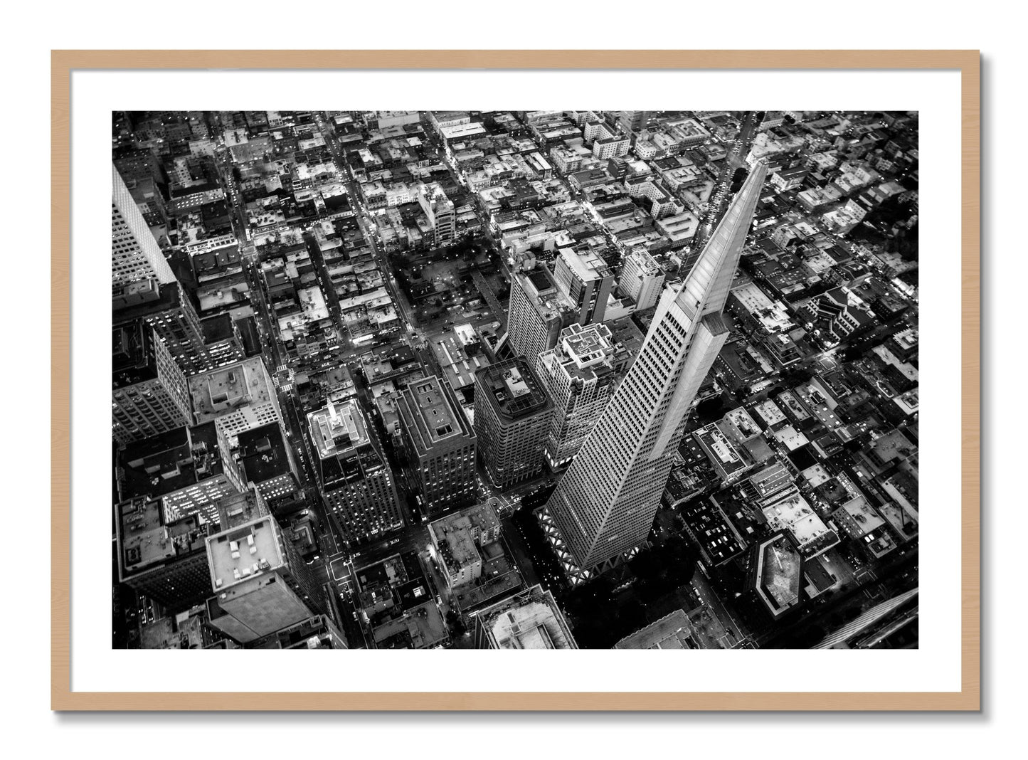 Framed photograph of Transamerica by Dylan Ozanich, Oak frame, Borders