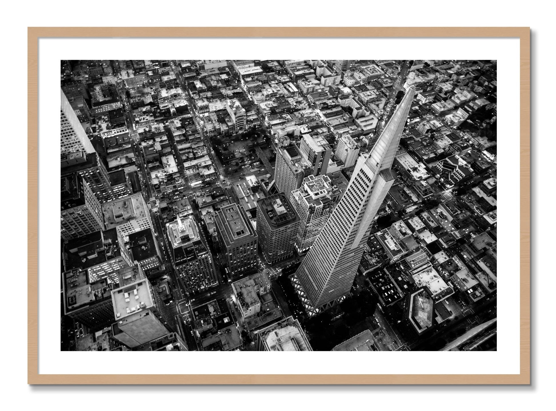 Framed photograph of Transamerica by Dylan Ozanich, Oak frame, Borders