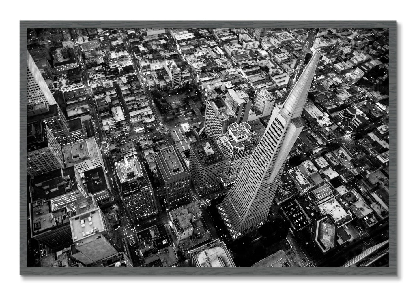 Framed photograph of Transamerica by Dylan Ozanich, Grey frame, Full Bleed