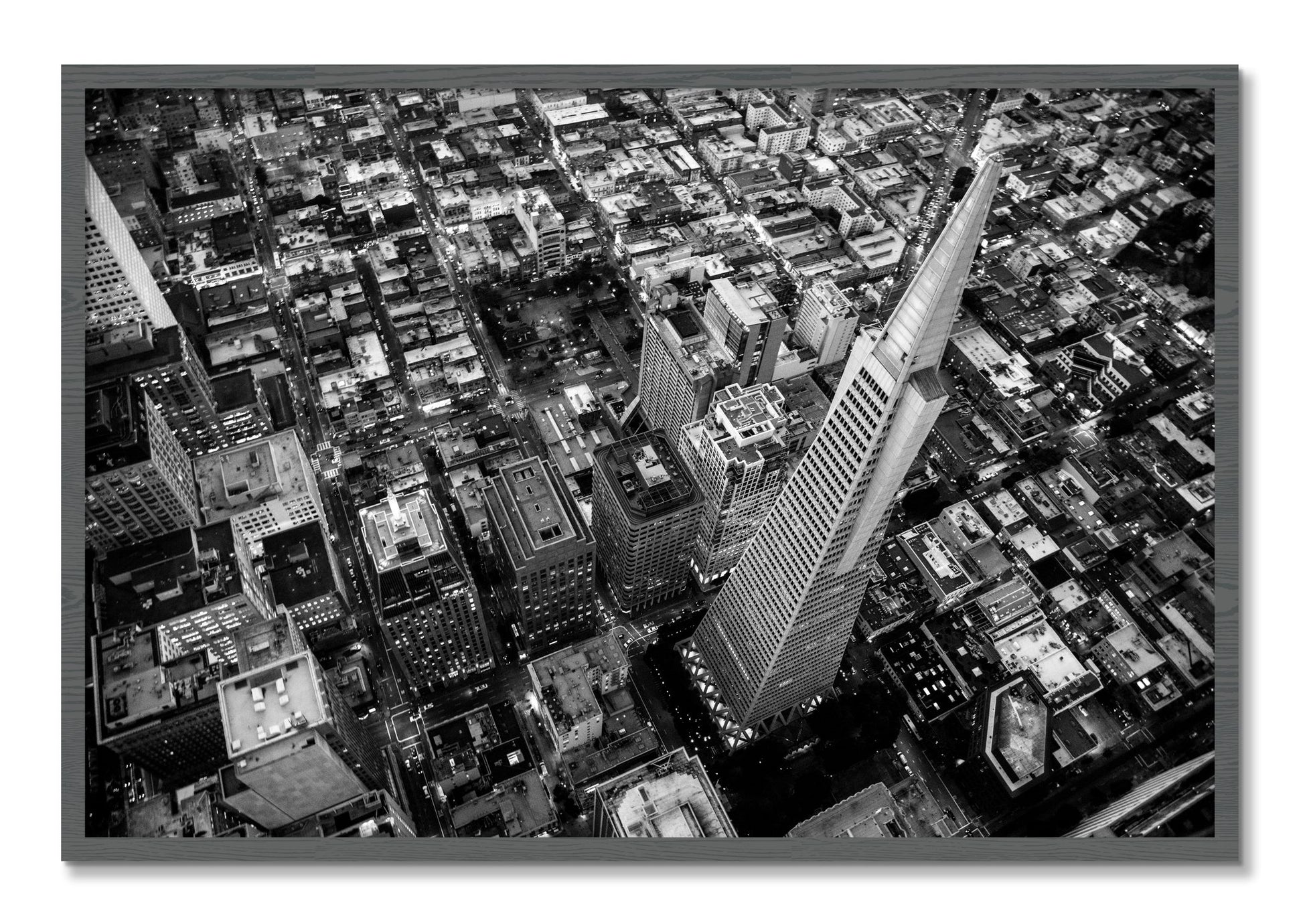 Framed photograph of Transamerica by Dylan Ozanich, Grey frame, Full Bleed