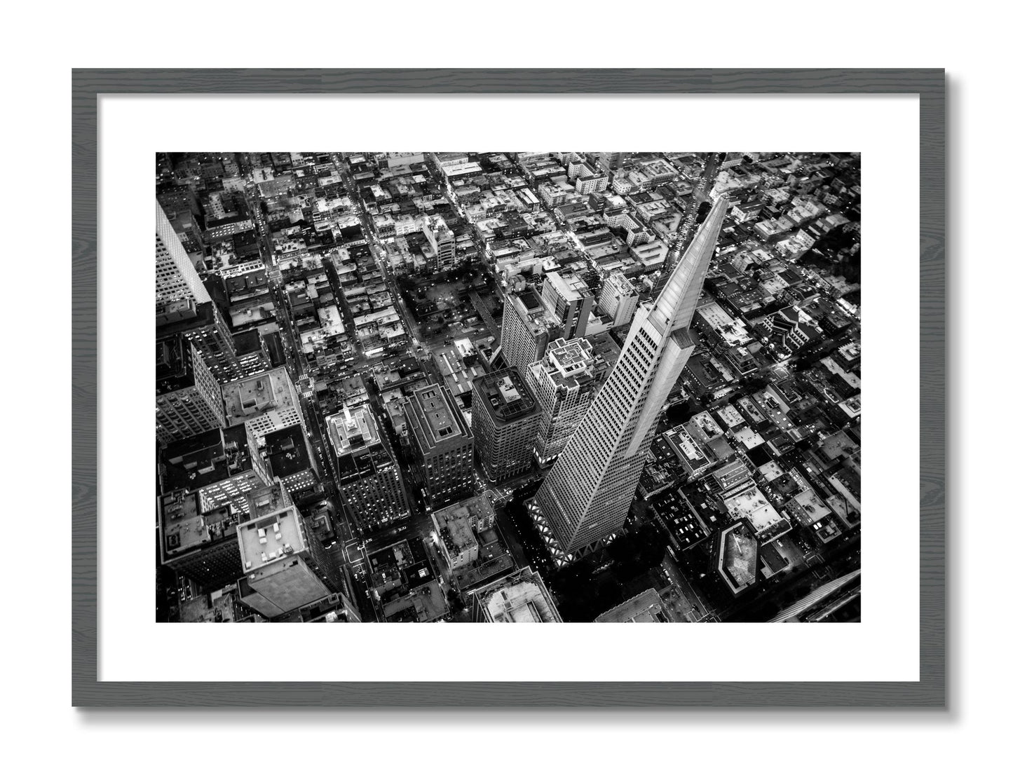 Framed photograph of Transamerica by Dylan Ozanich, Grey frame, Borders