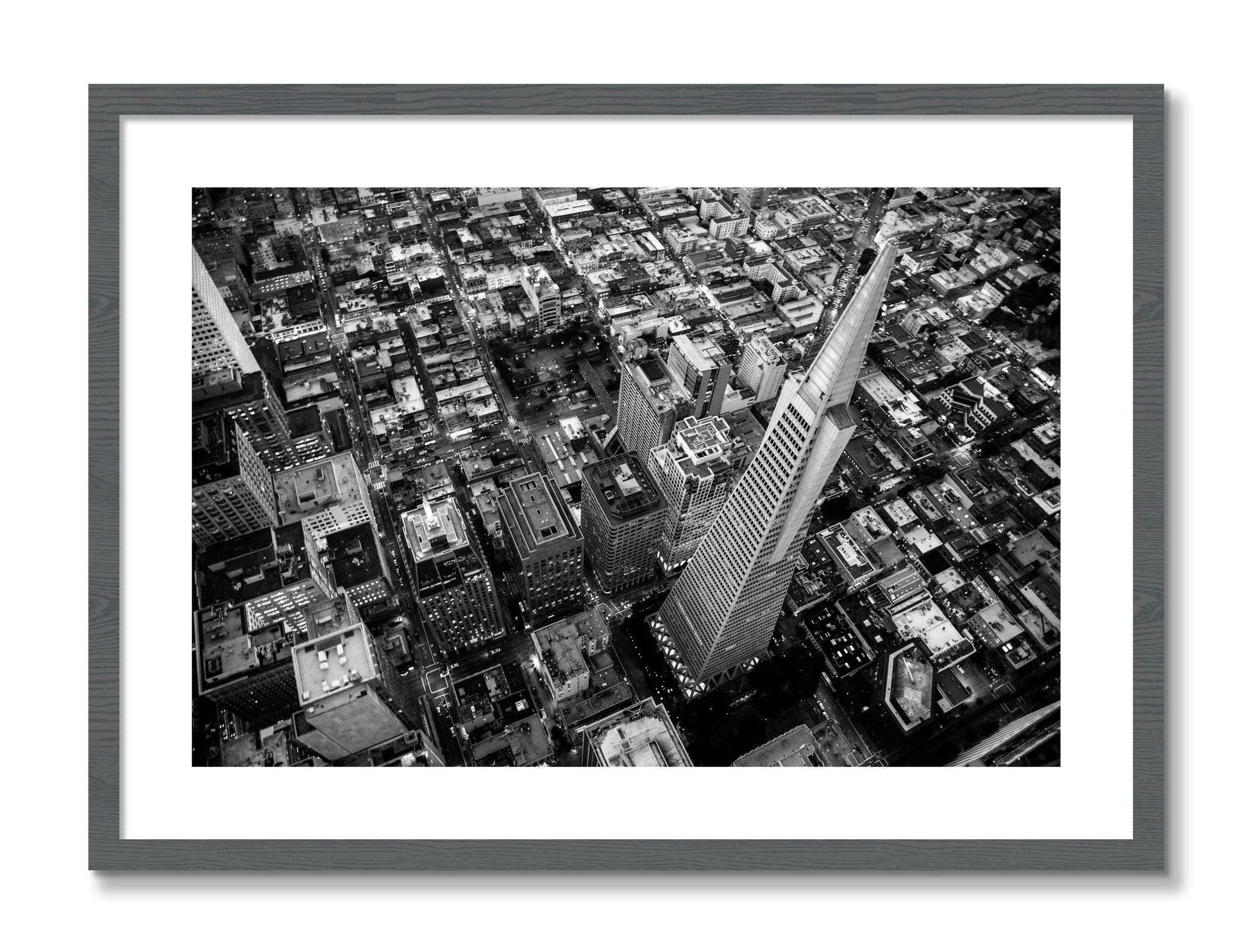 Framed photograph of Transamerica by Dylan Ozanich, Grey frame, Borders