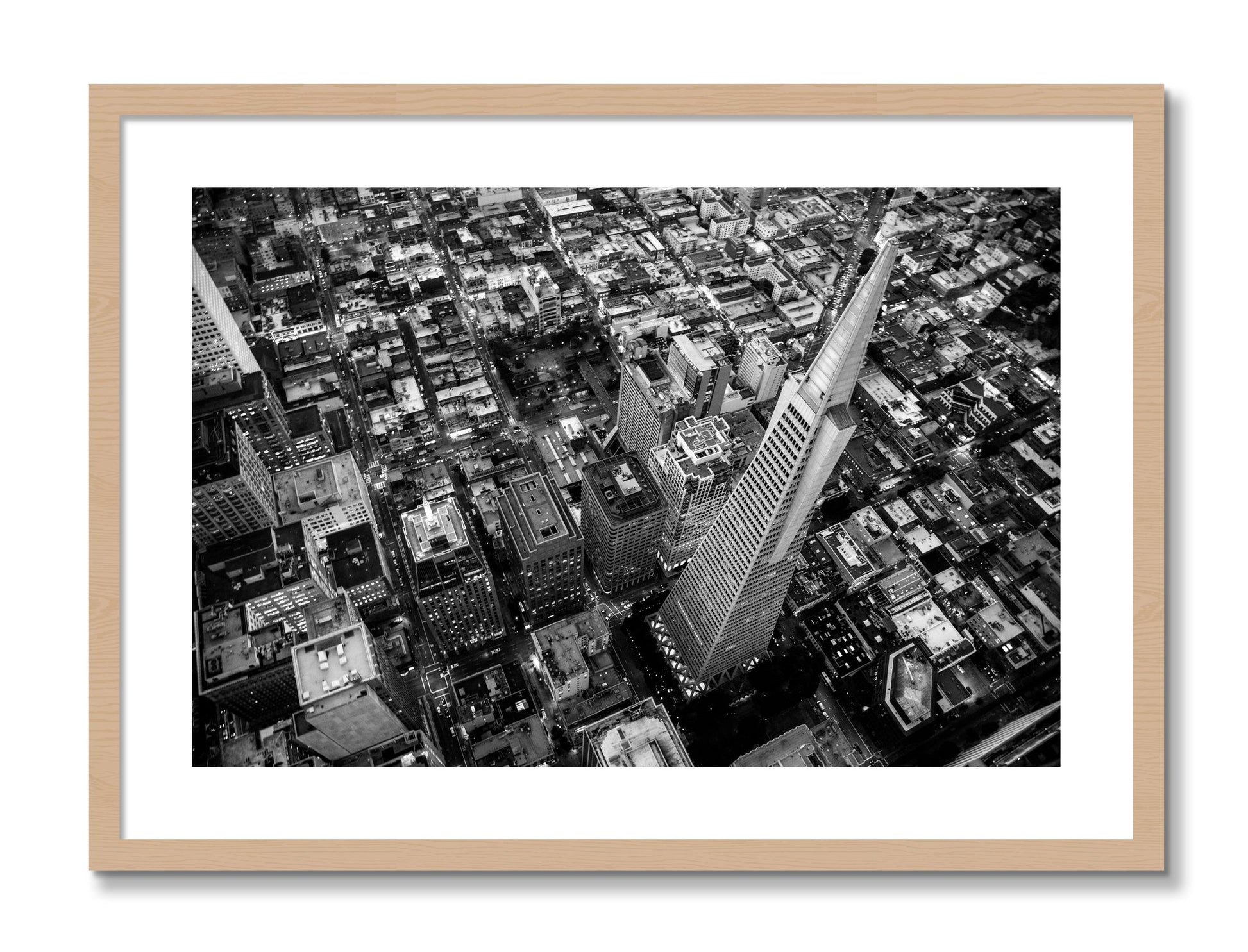 Framed photograph of Transamerica by Dylan Ozanich, Oak frame, Borders