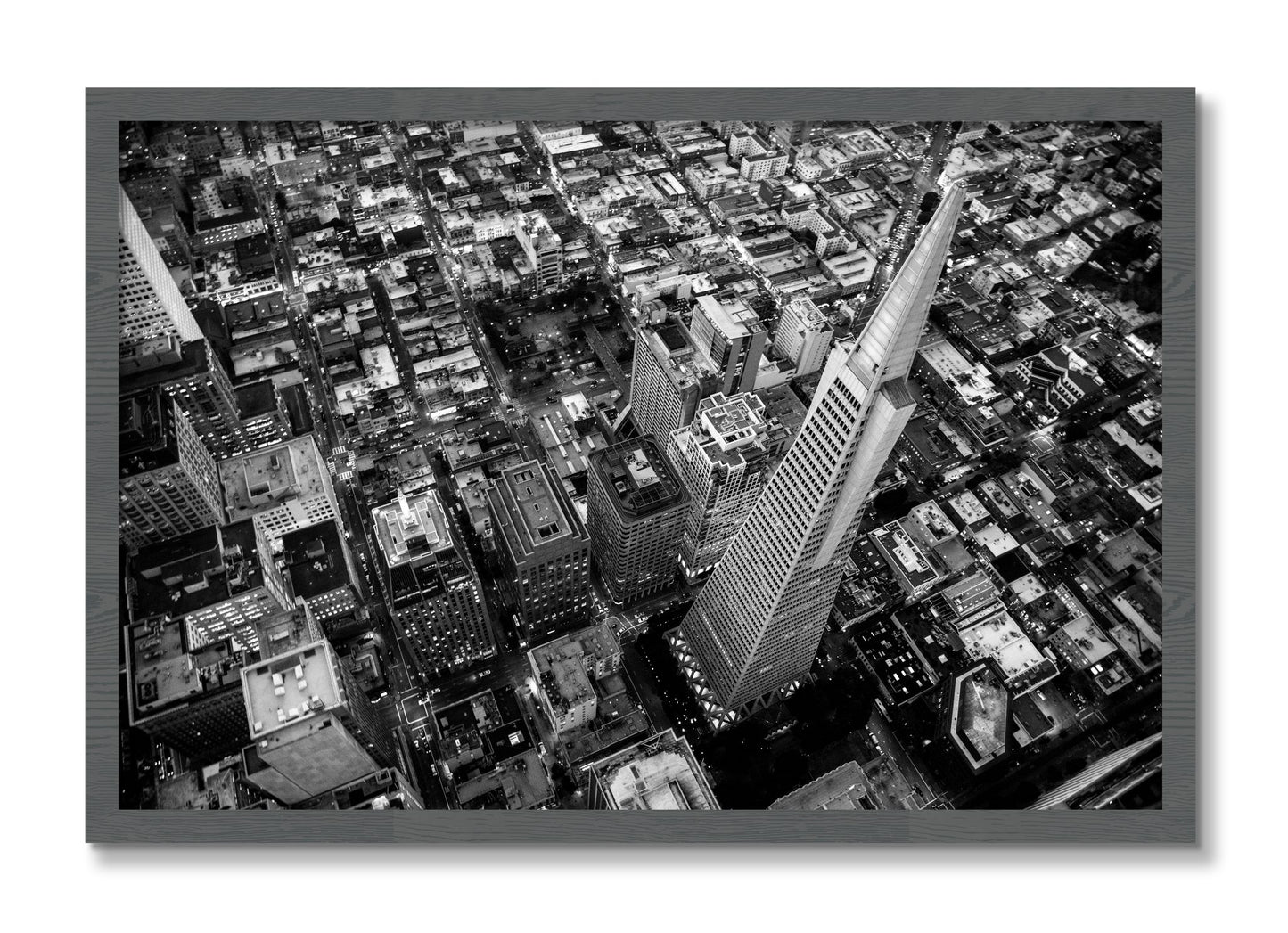 Framed photograph of Transamerica by Dylan Ozanich, Grey frame, Full Bleed