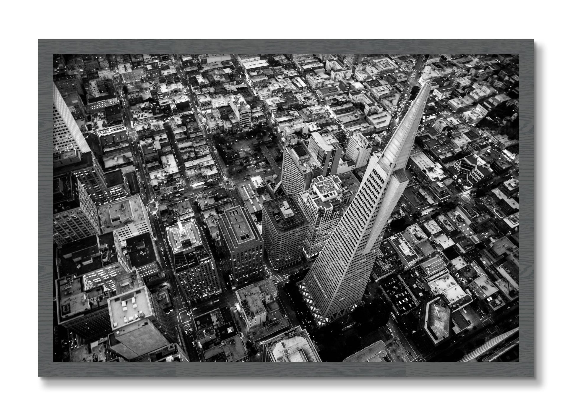 Framed photograph of Transamerica by Dylan Ozanich, Grey frame, Full Bleed