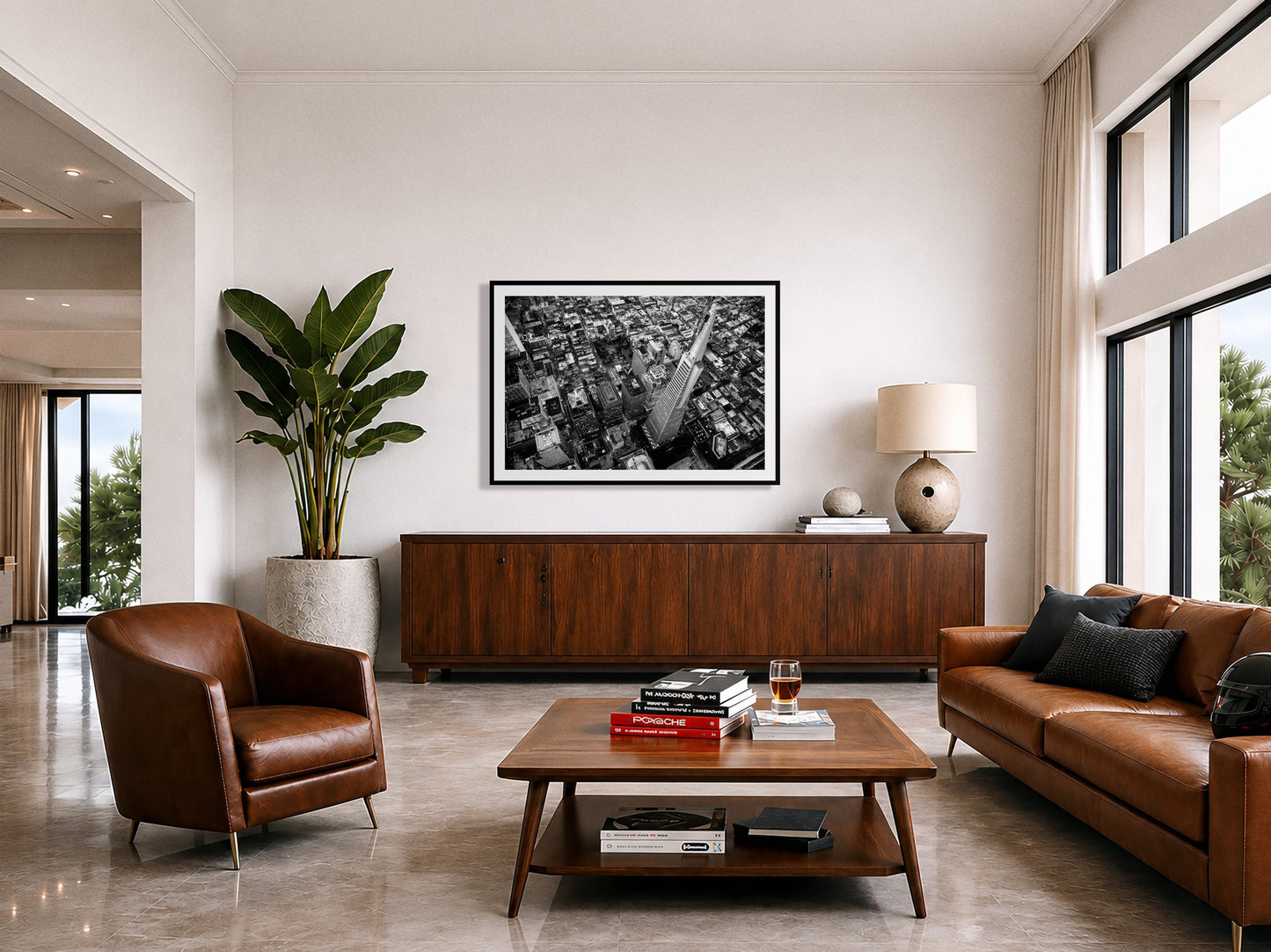 Framed photograph of Transamerica by Dylan Ozanich displayed on a wall