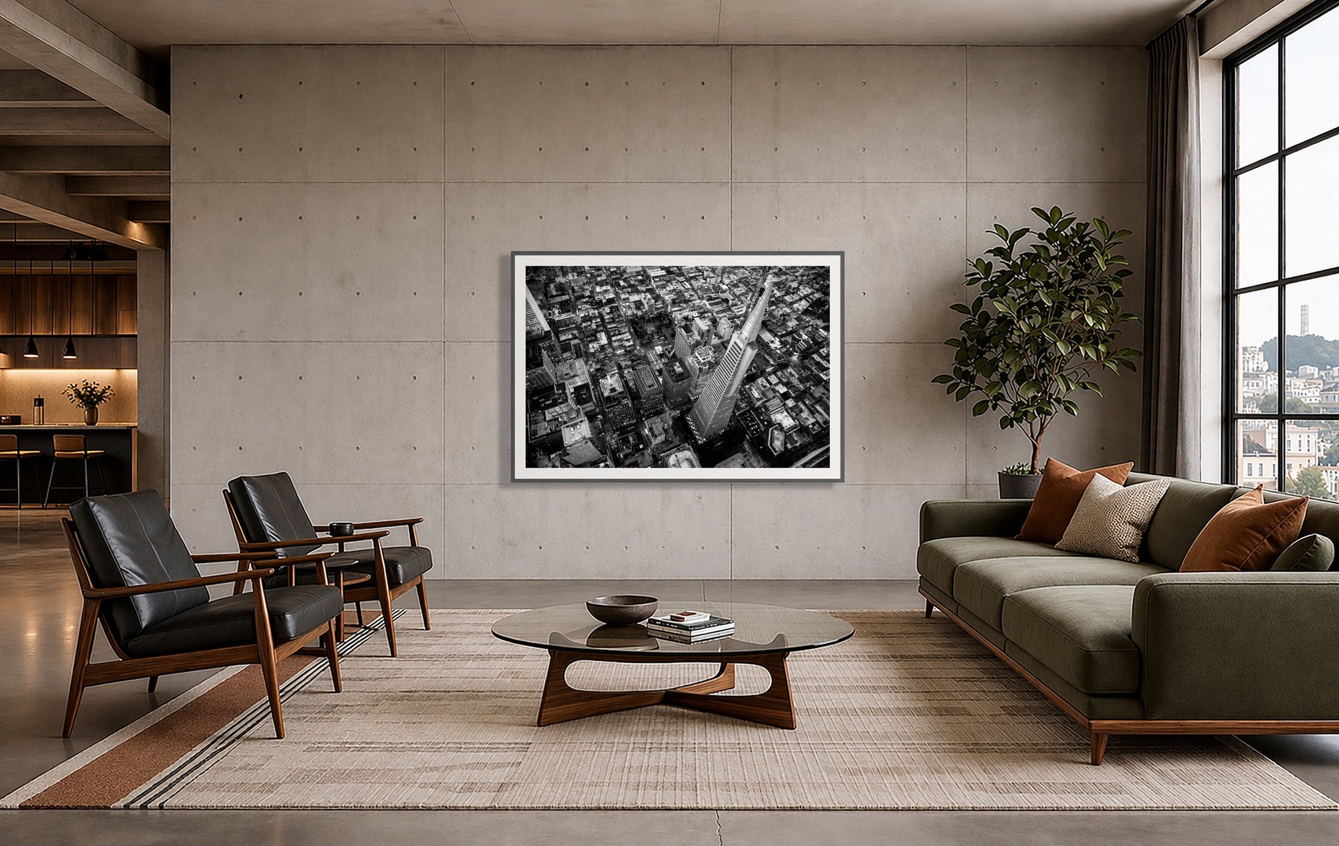 Framed photograph of Transamerica by Dylan Ozanich displayed on a wall
